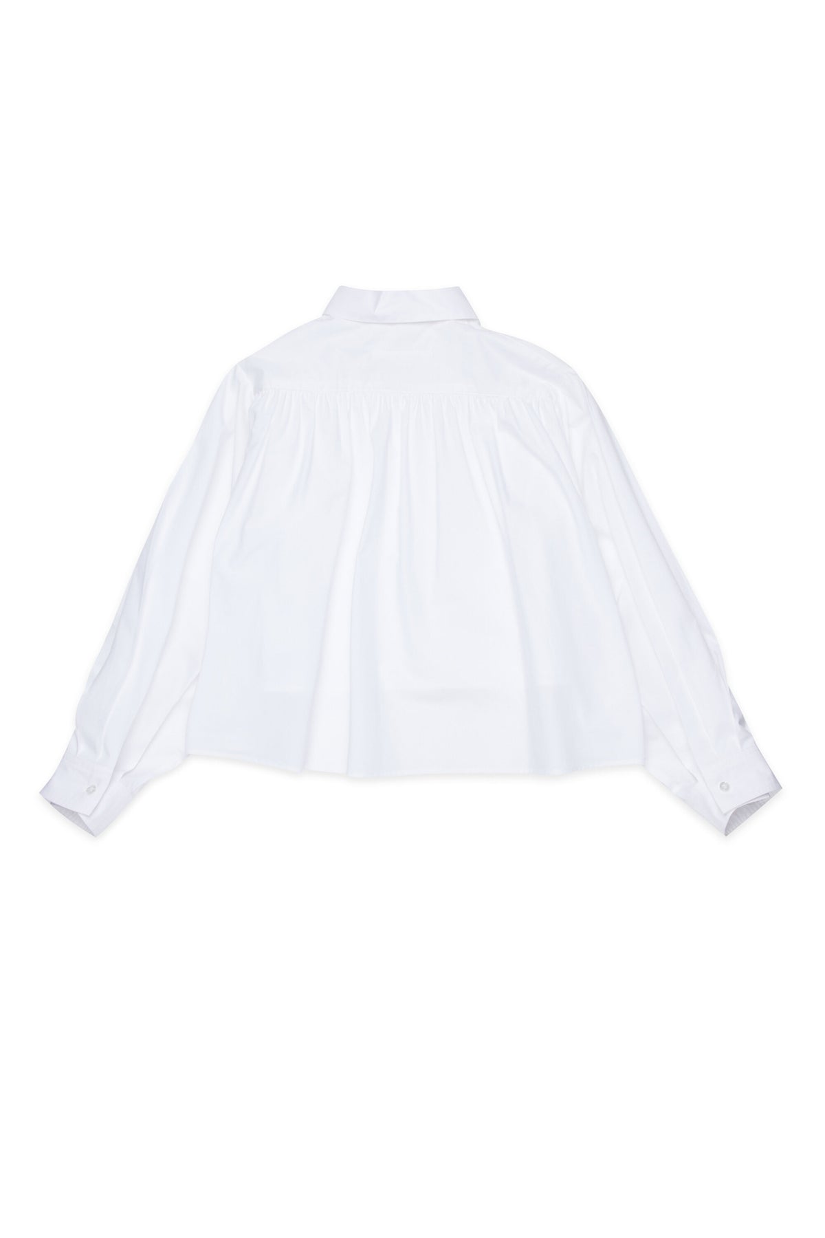 Camicia cropped in popeline con plissè sul retro