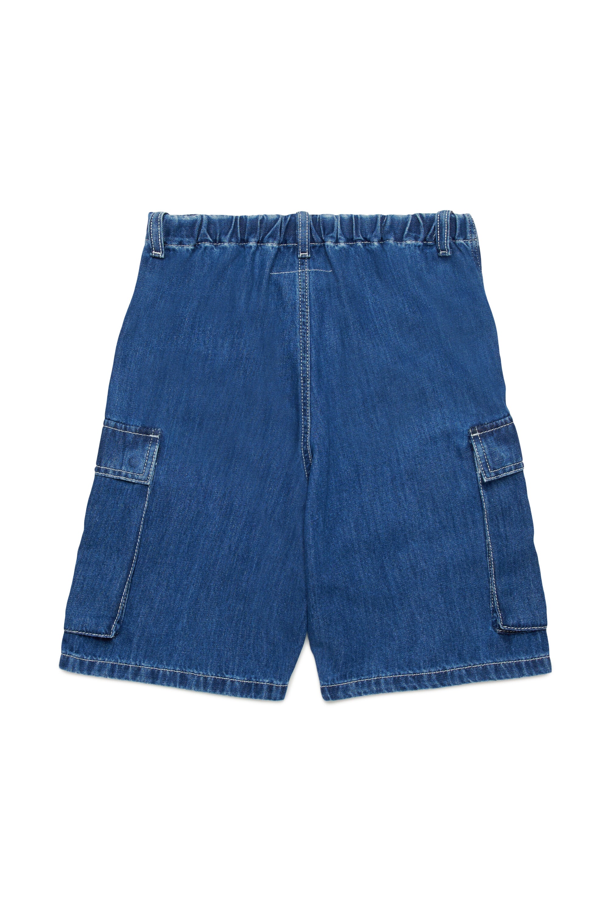 Shorts cargo in denim blu medio