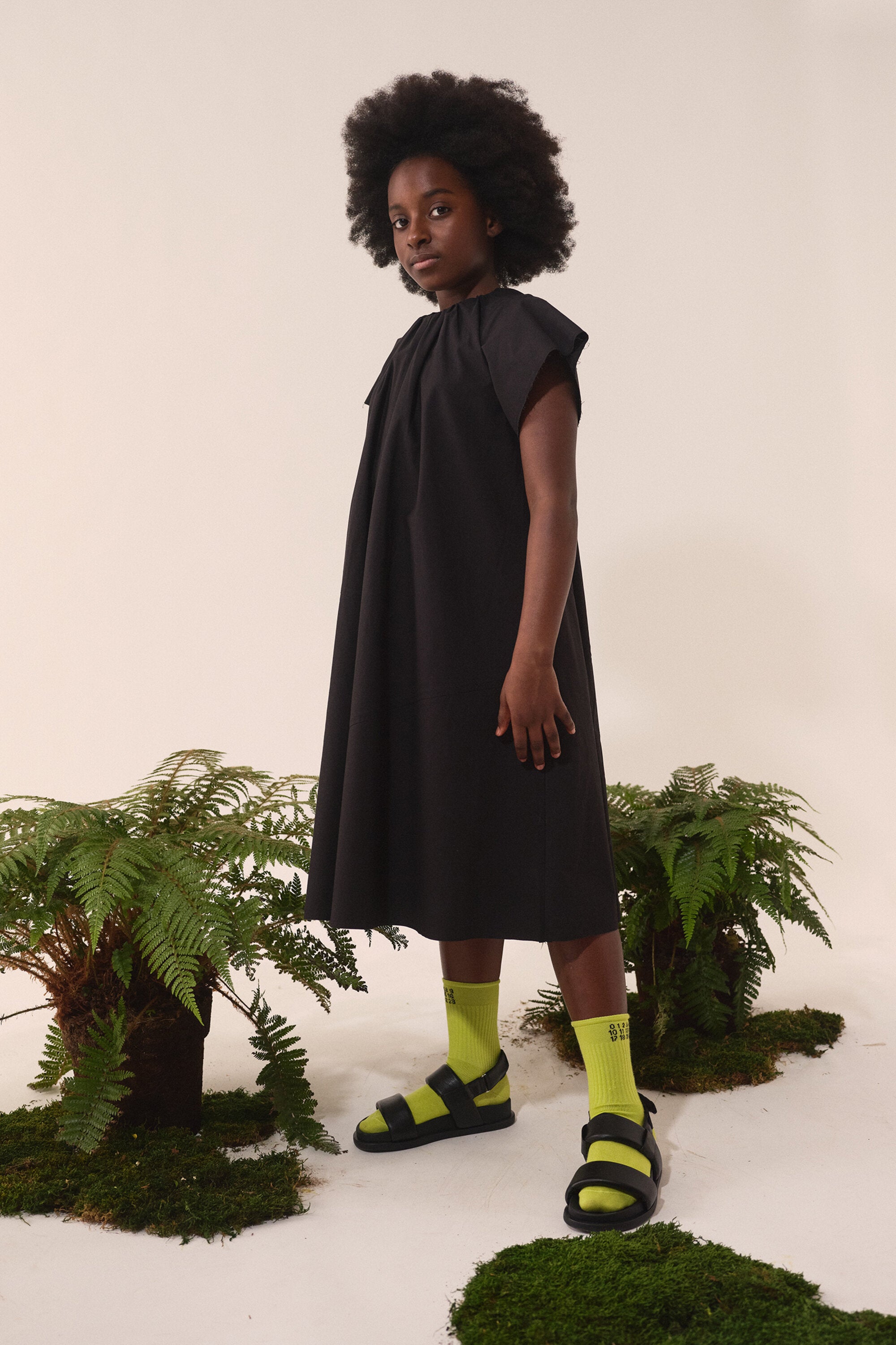 Poplin dress with ruffles