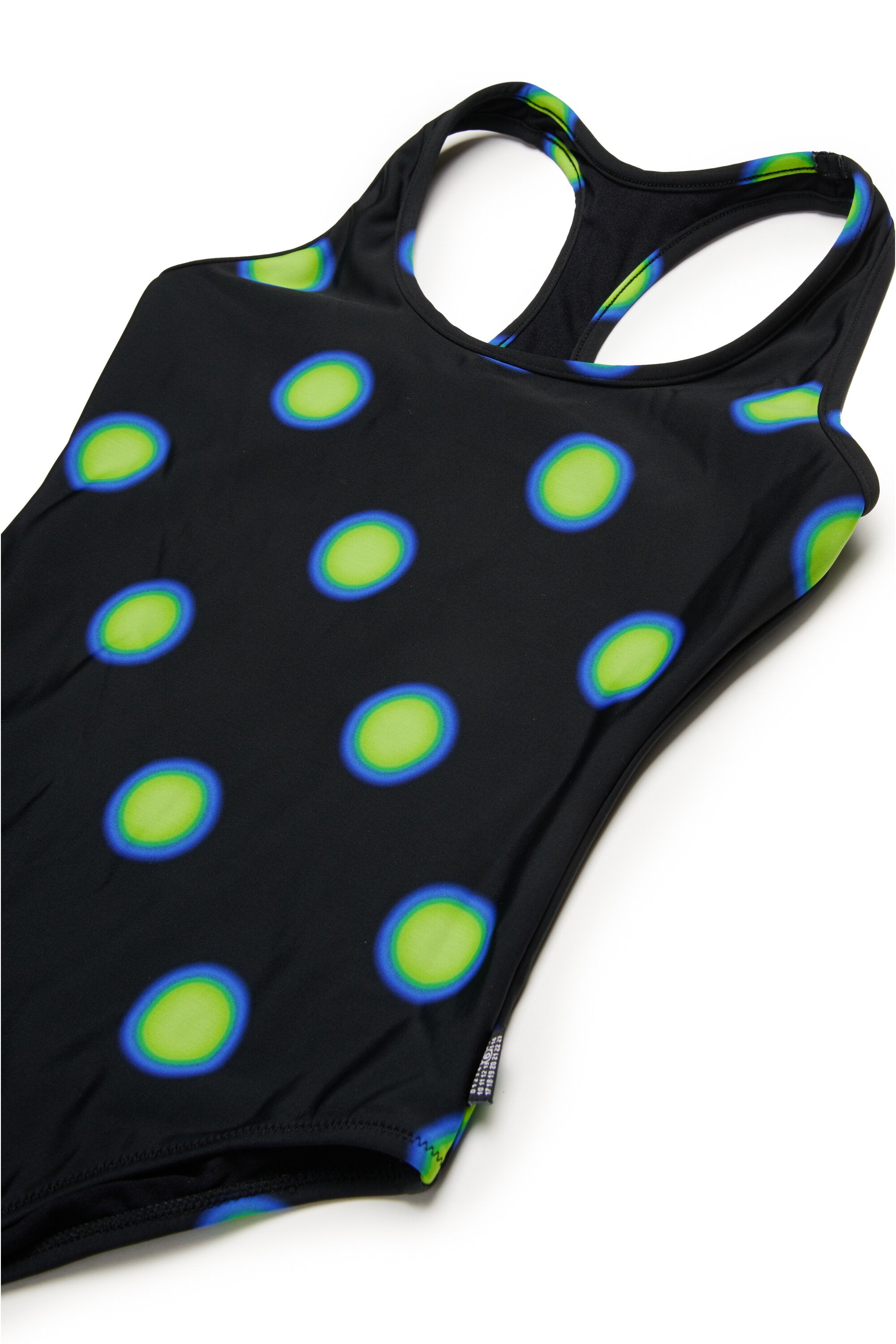 One-piece swimsuit with polka dots