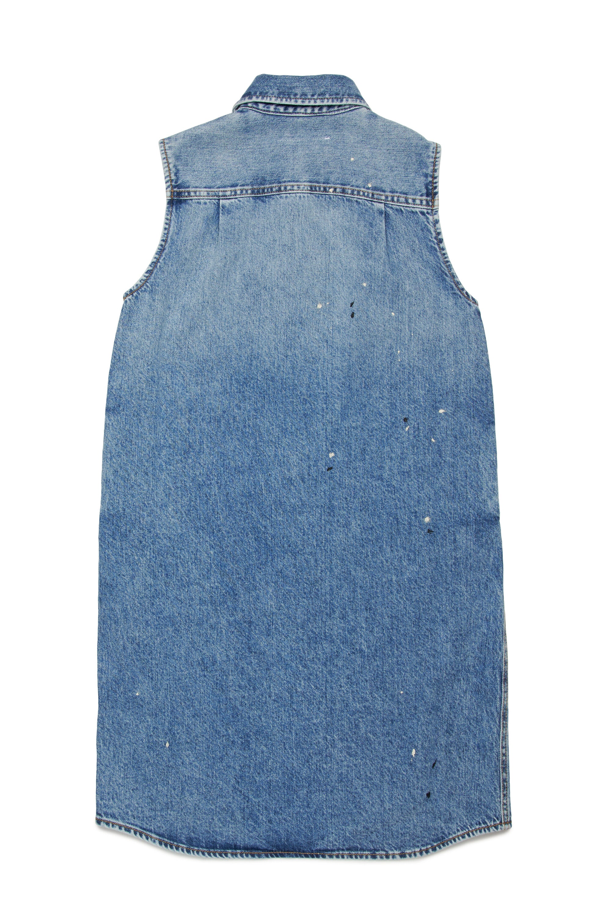 Vestido maxi-camisa en denim con lunares de colores