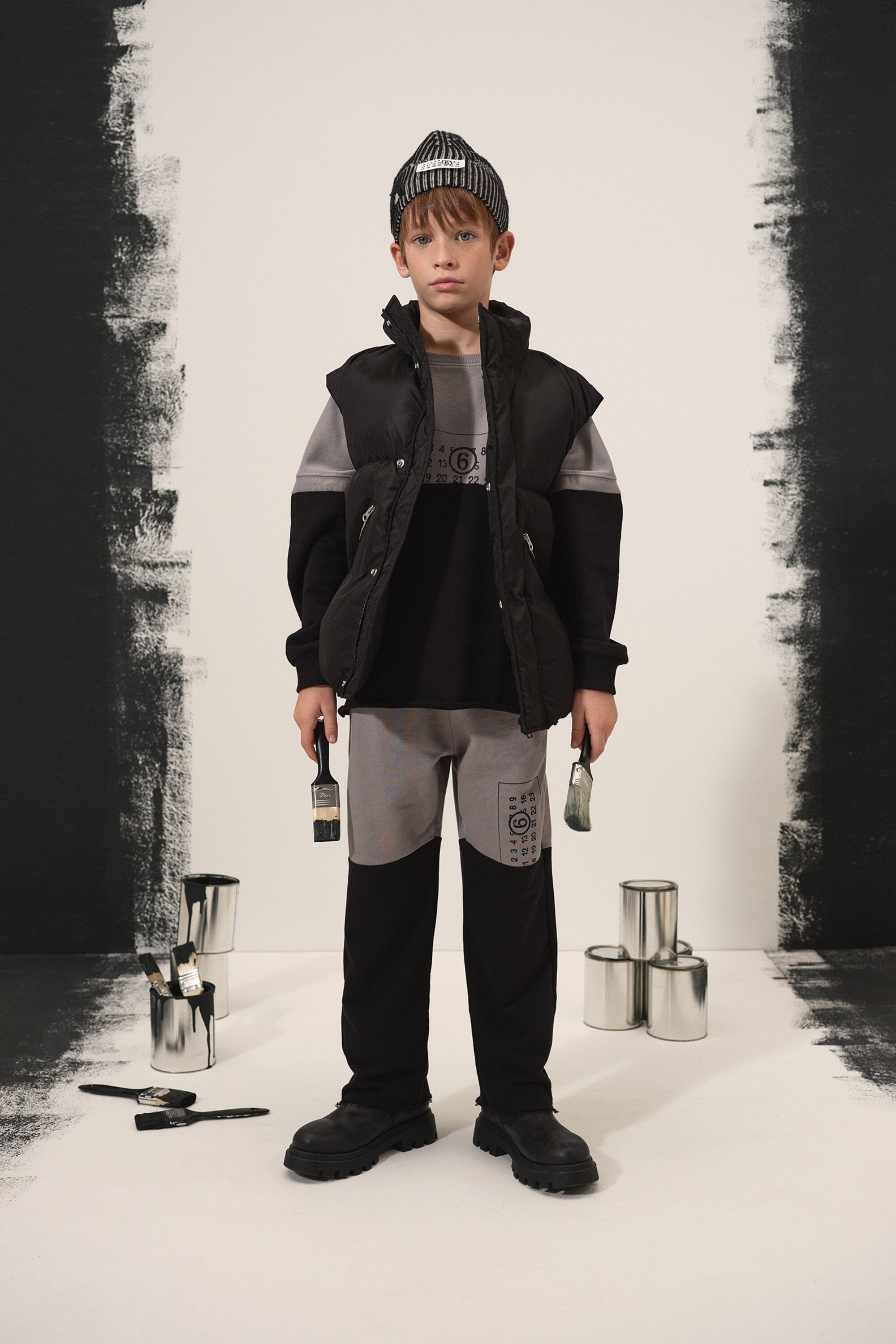 Zweifarbig neu geschnittene Fleece-Hose