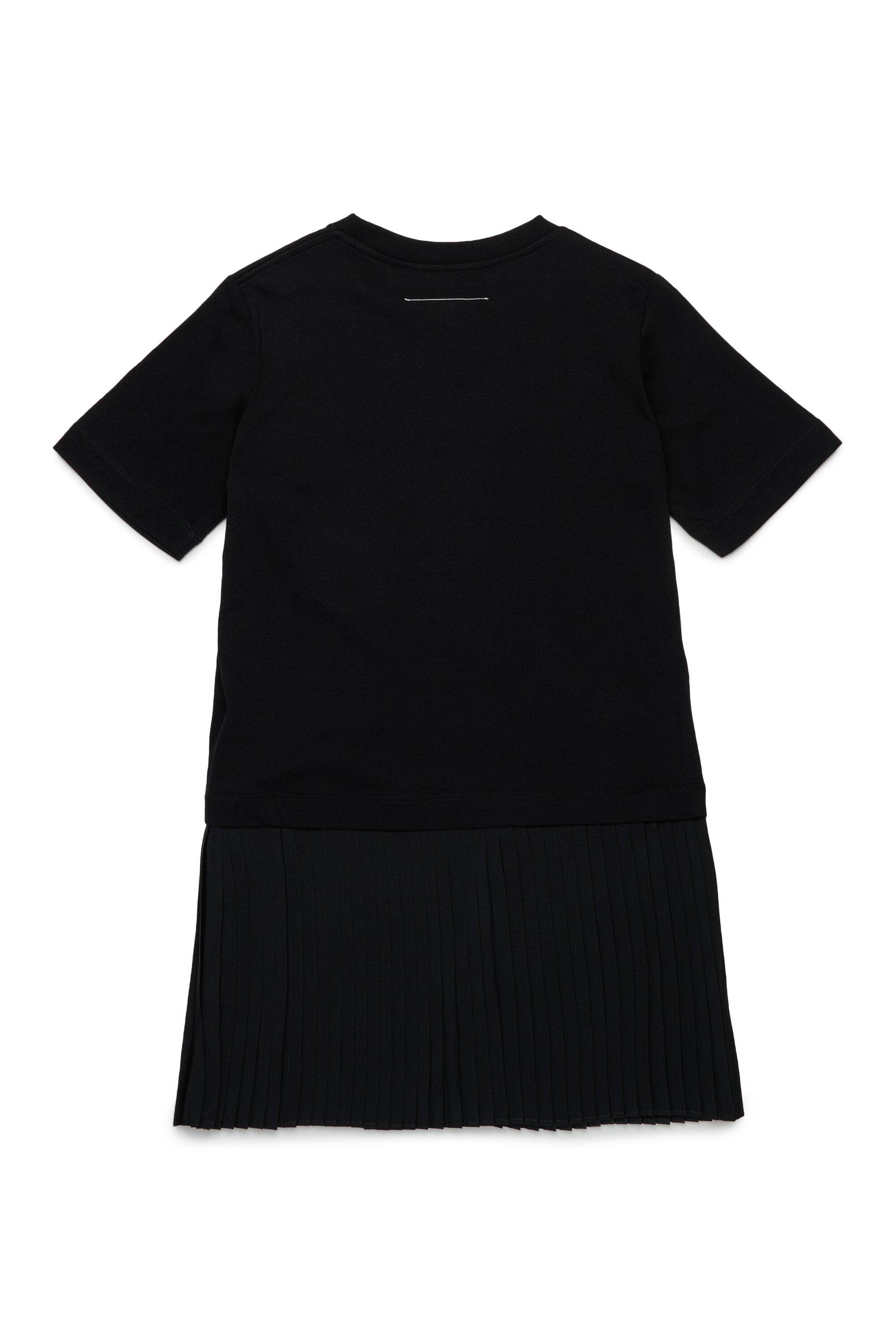 Short jersey dress with pleated bottom