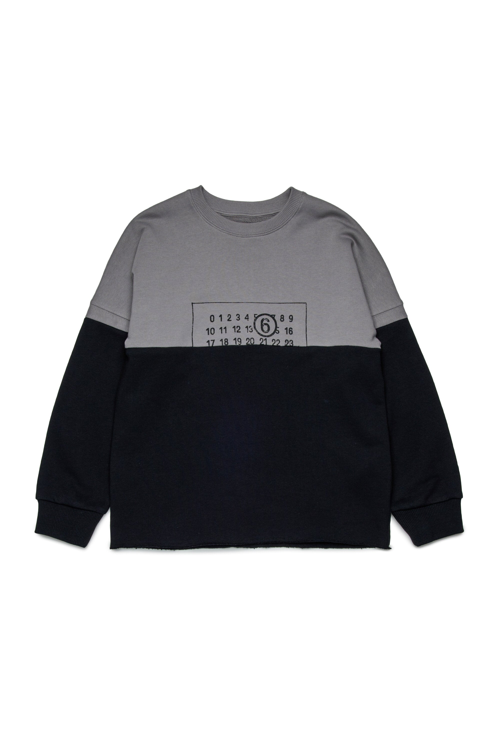 Zweifarbiges Sweatshirt mit Rundhalsausschnitt und A-cut