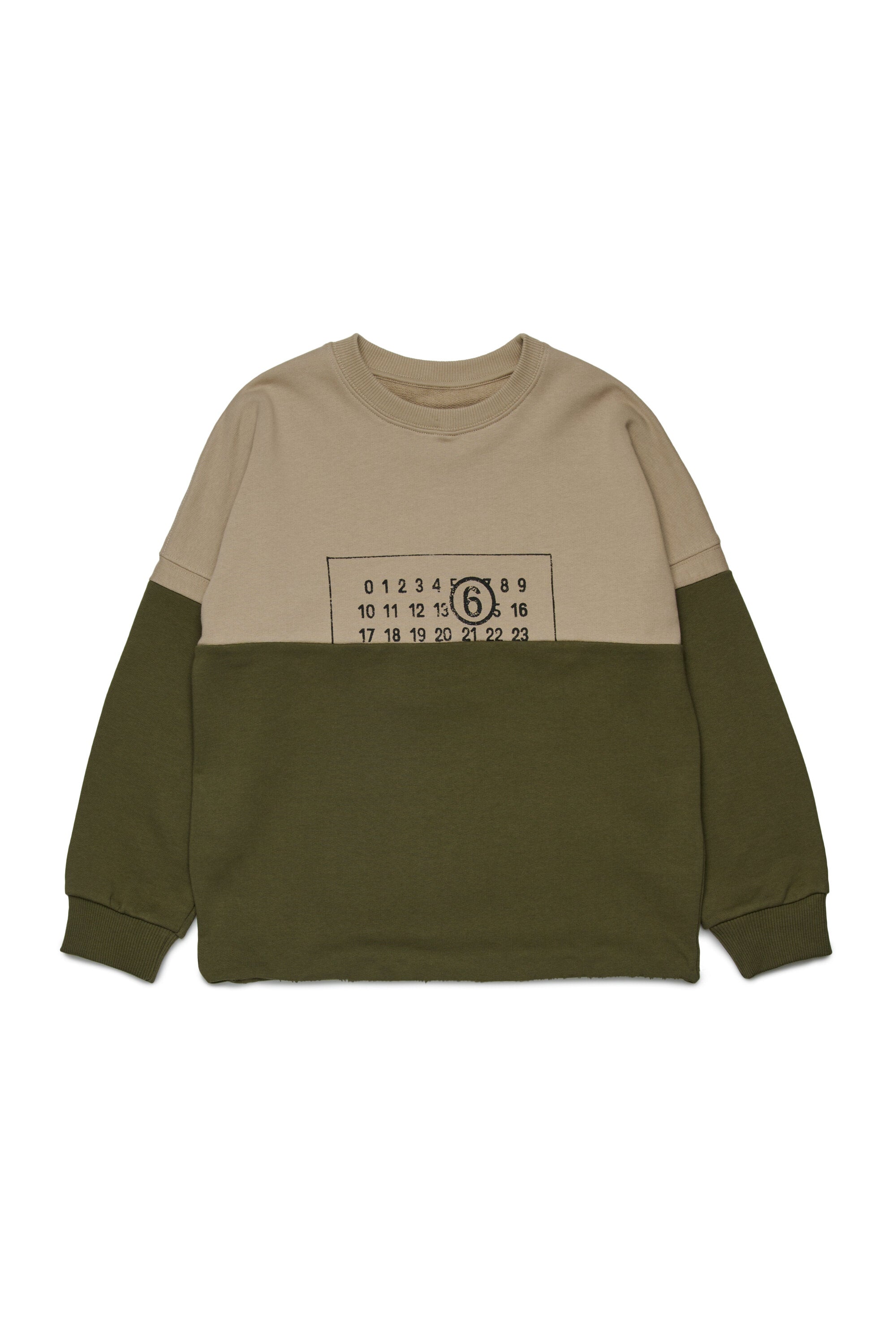 Zweifarbiges Sweatshirt mit Rundhalsausschnitt und A-cut