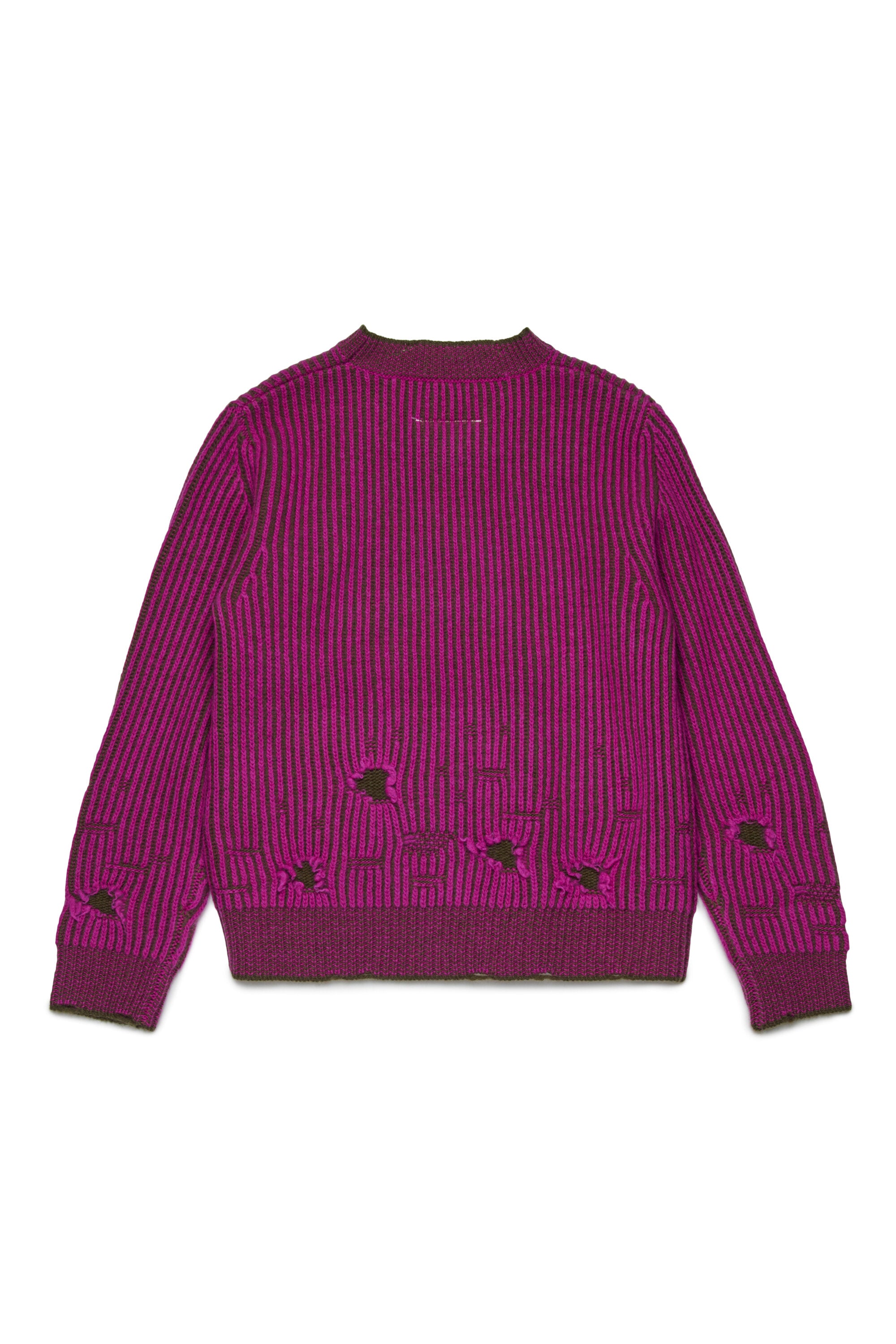 Jersey de lana canalé con rotos