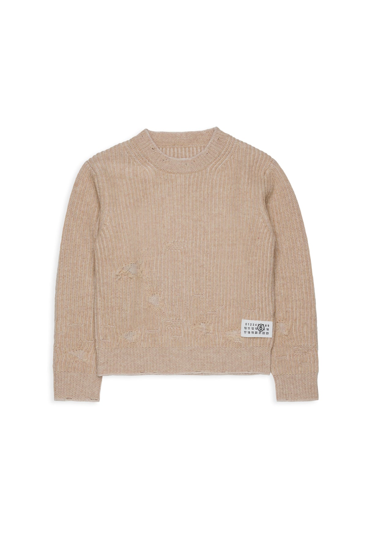 Gerippter Wollpullover mit Unterbrechungen