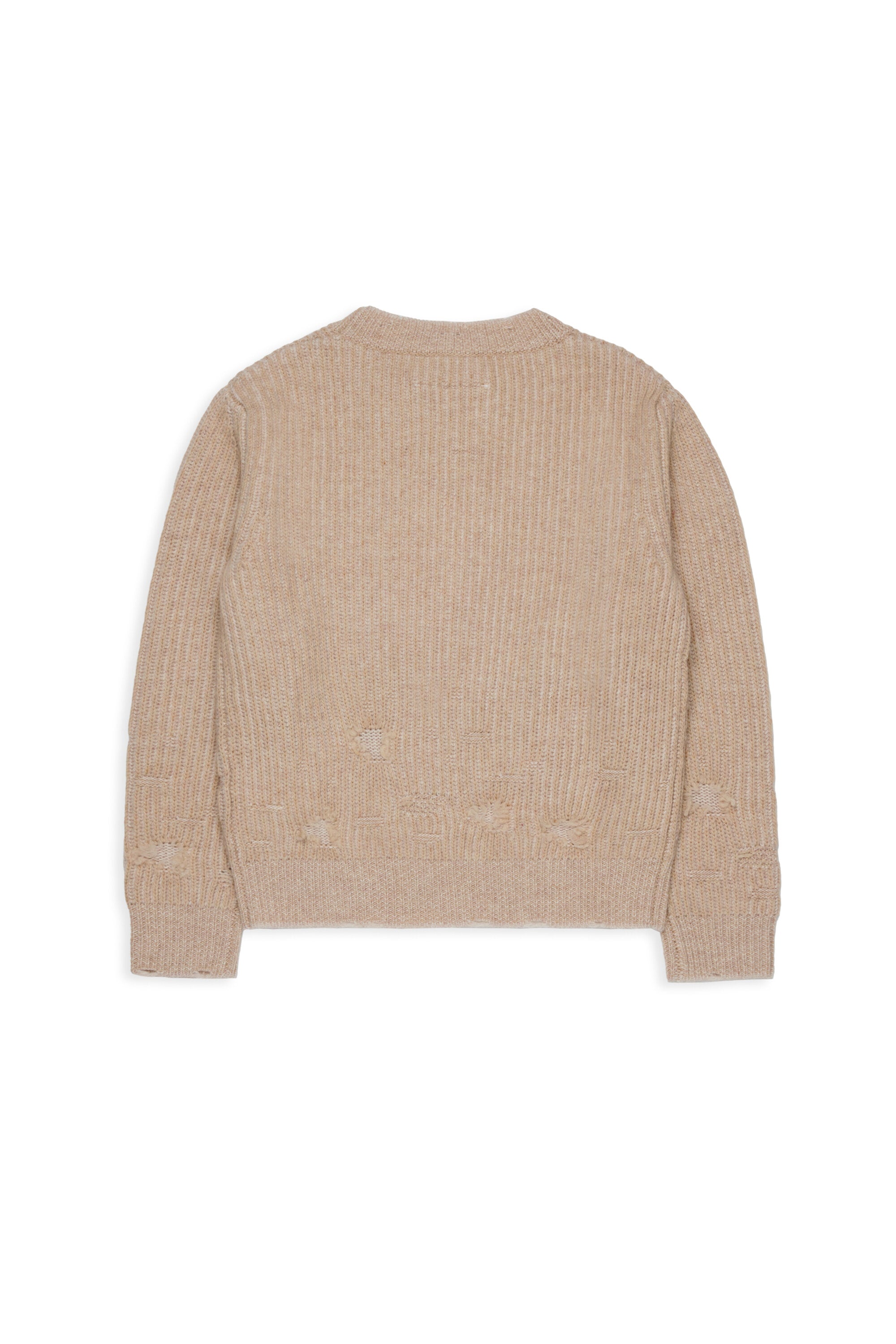 Ribbed wool pullover with breaks