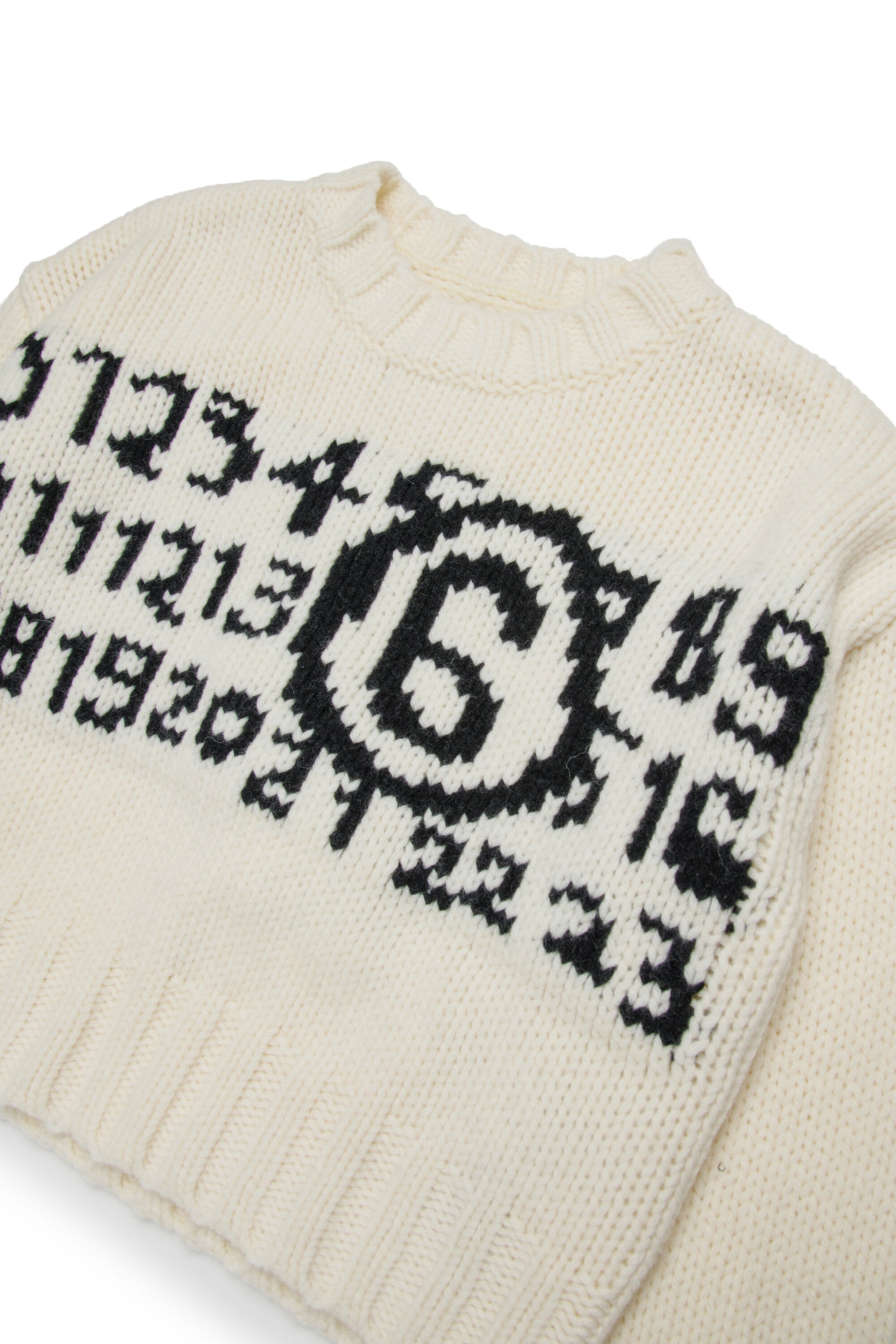 Pullover cropped in misto lana con maxi logo