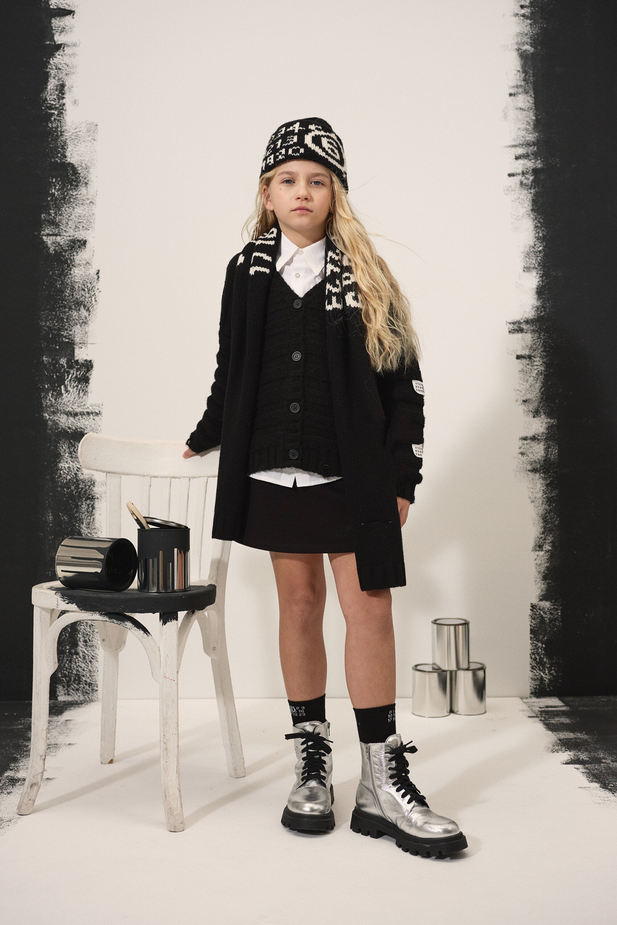 Berretto beanie in maglia misto lana con logo