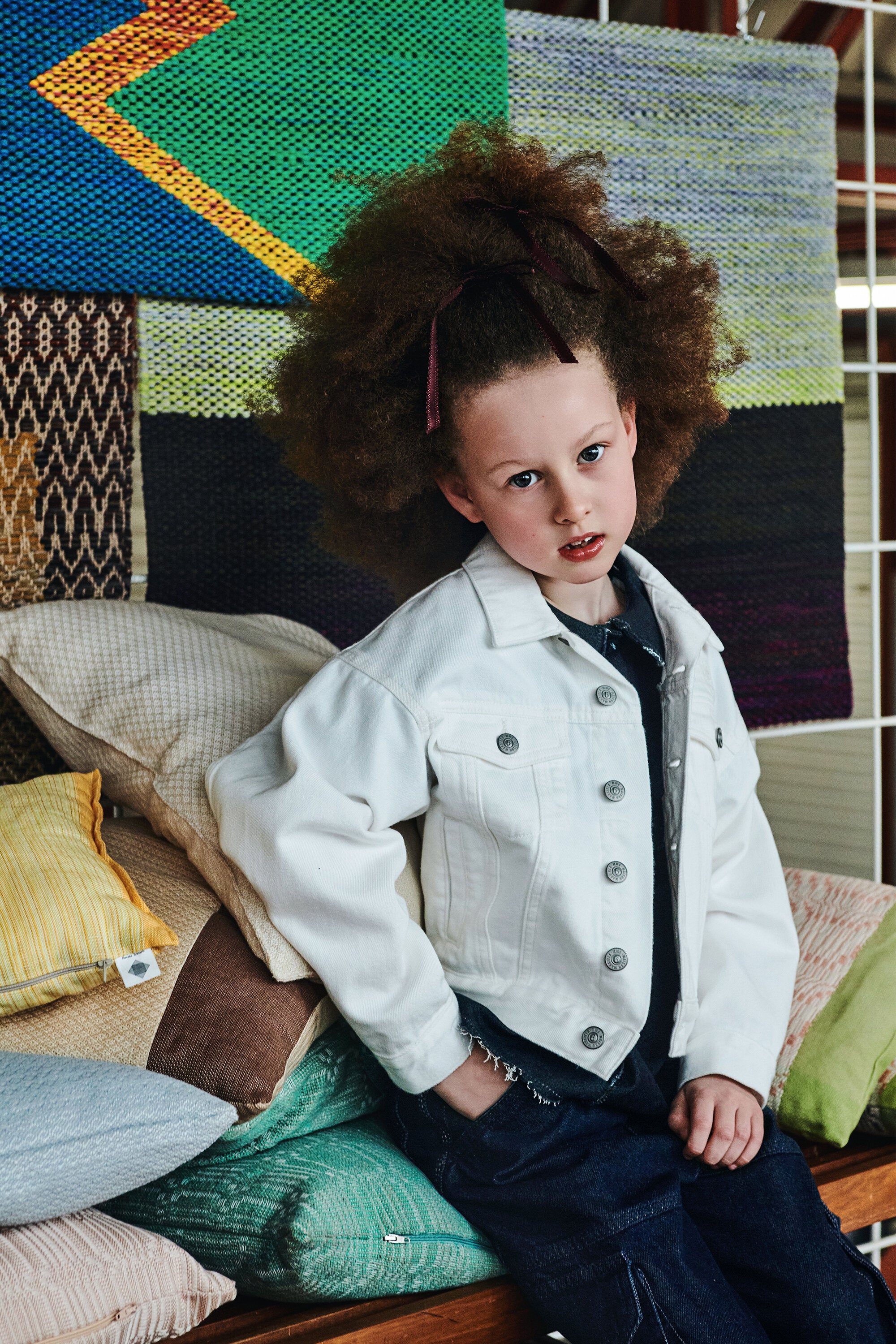 Denim jacket with printed logo