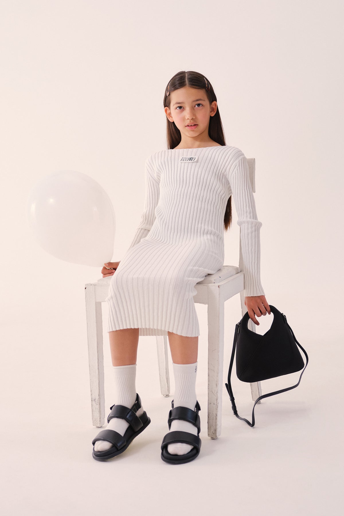 Robe longue côtelée avec logo