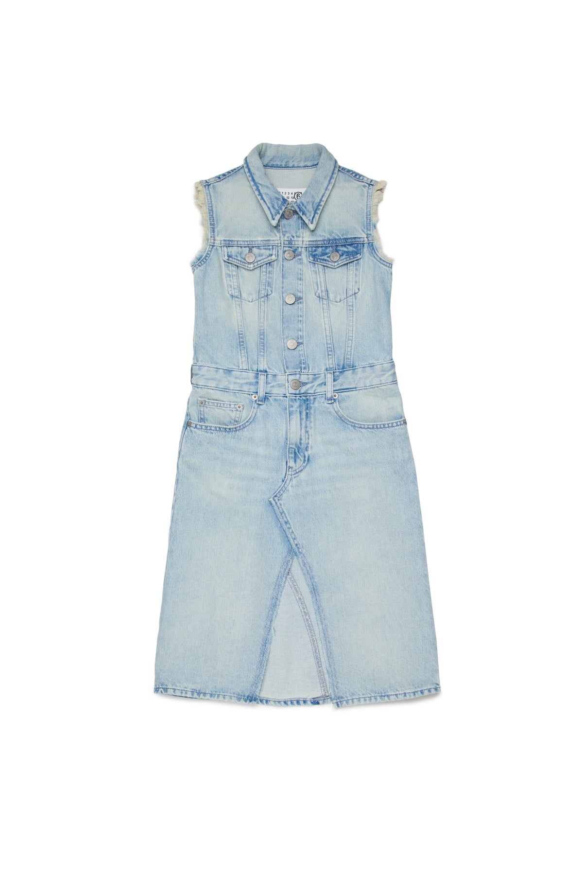 Vestido vaquero sin mangas con efecto desteñido
