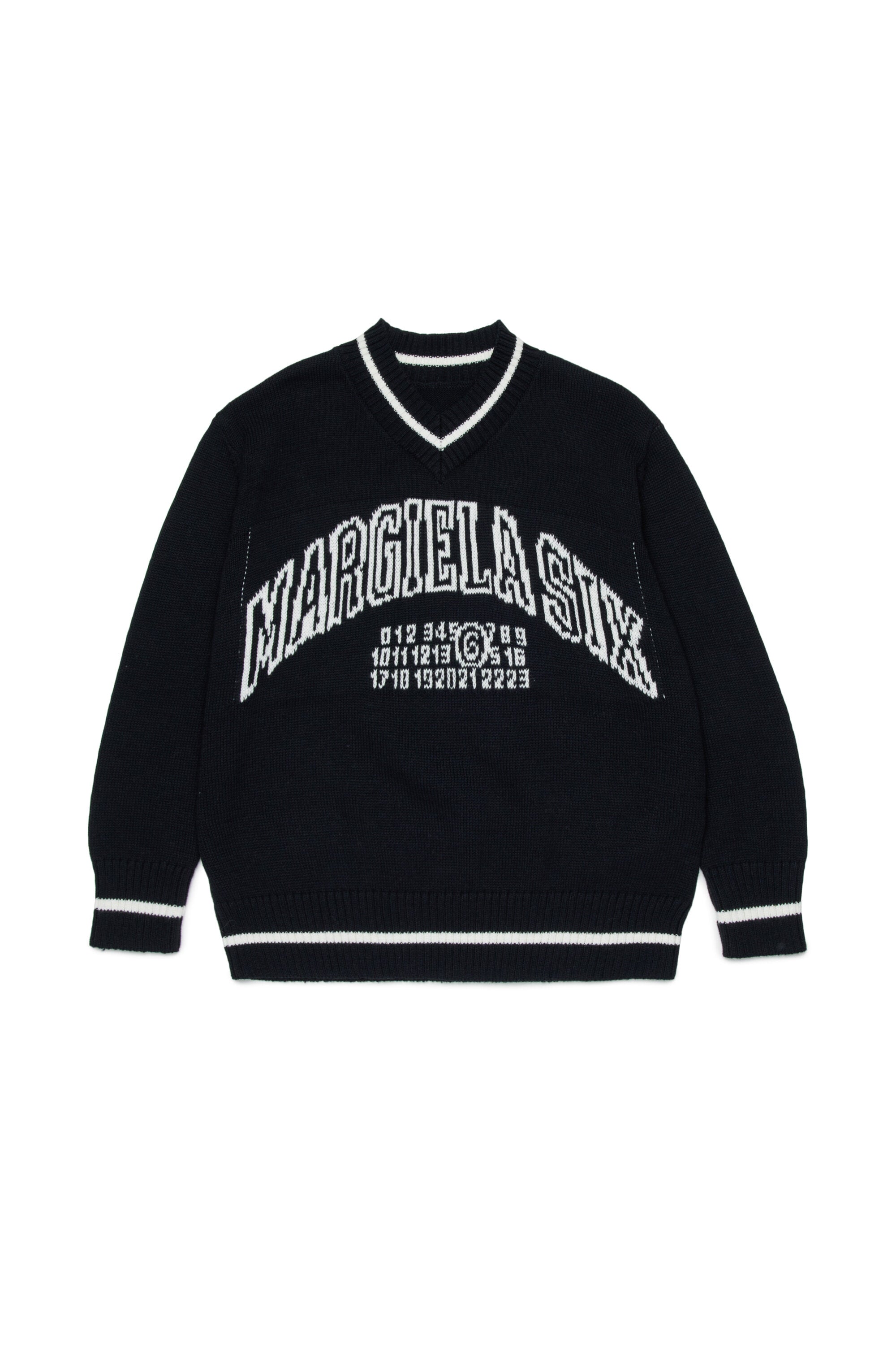 Pullover mit V-Ausschnitt und Logo
