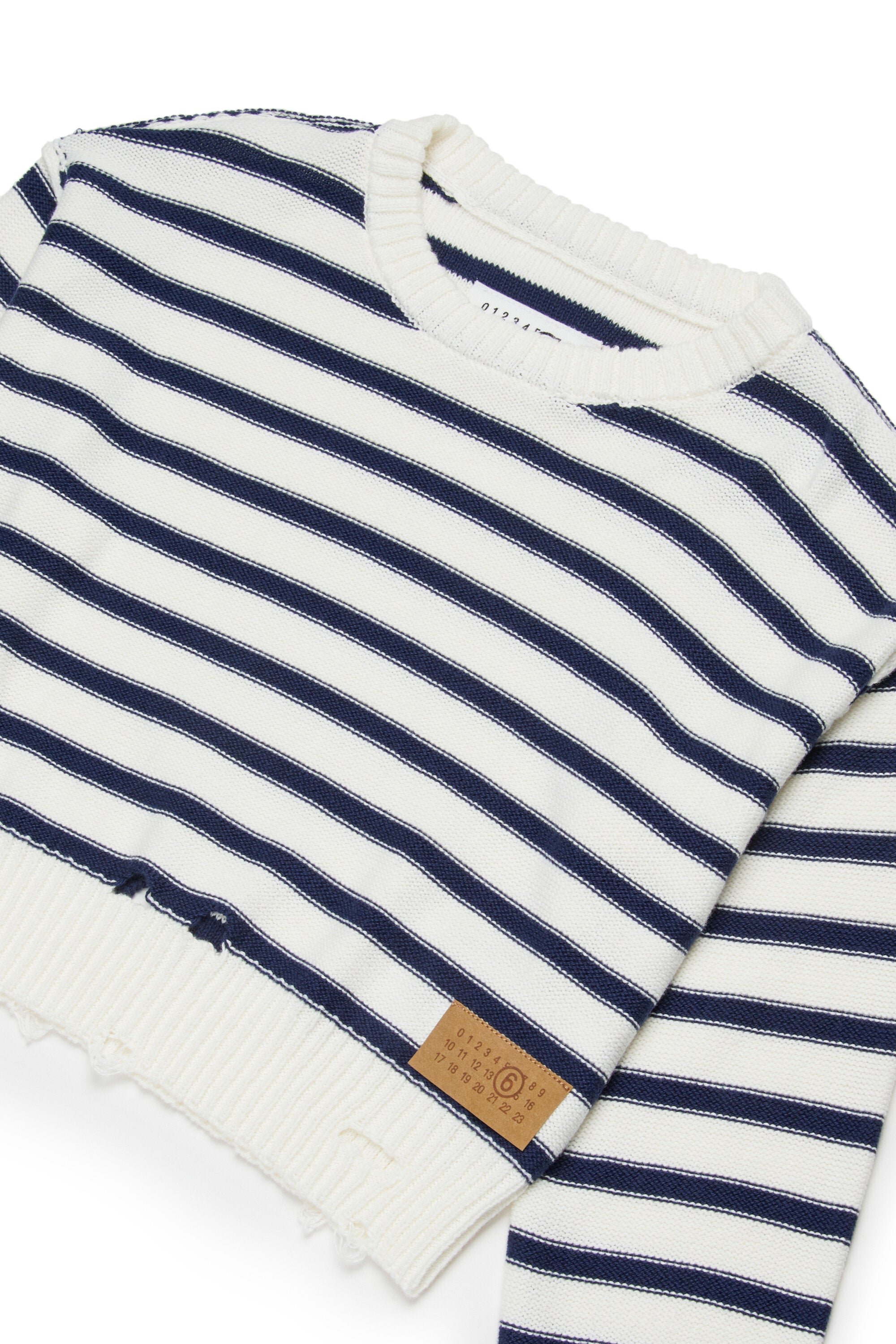 Pullover girocollo a righe con logo