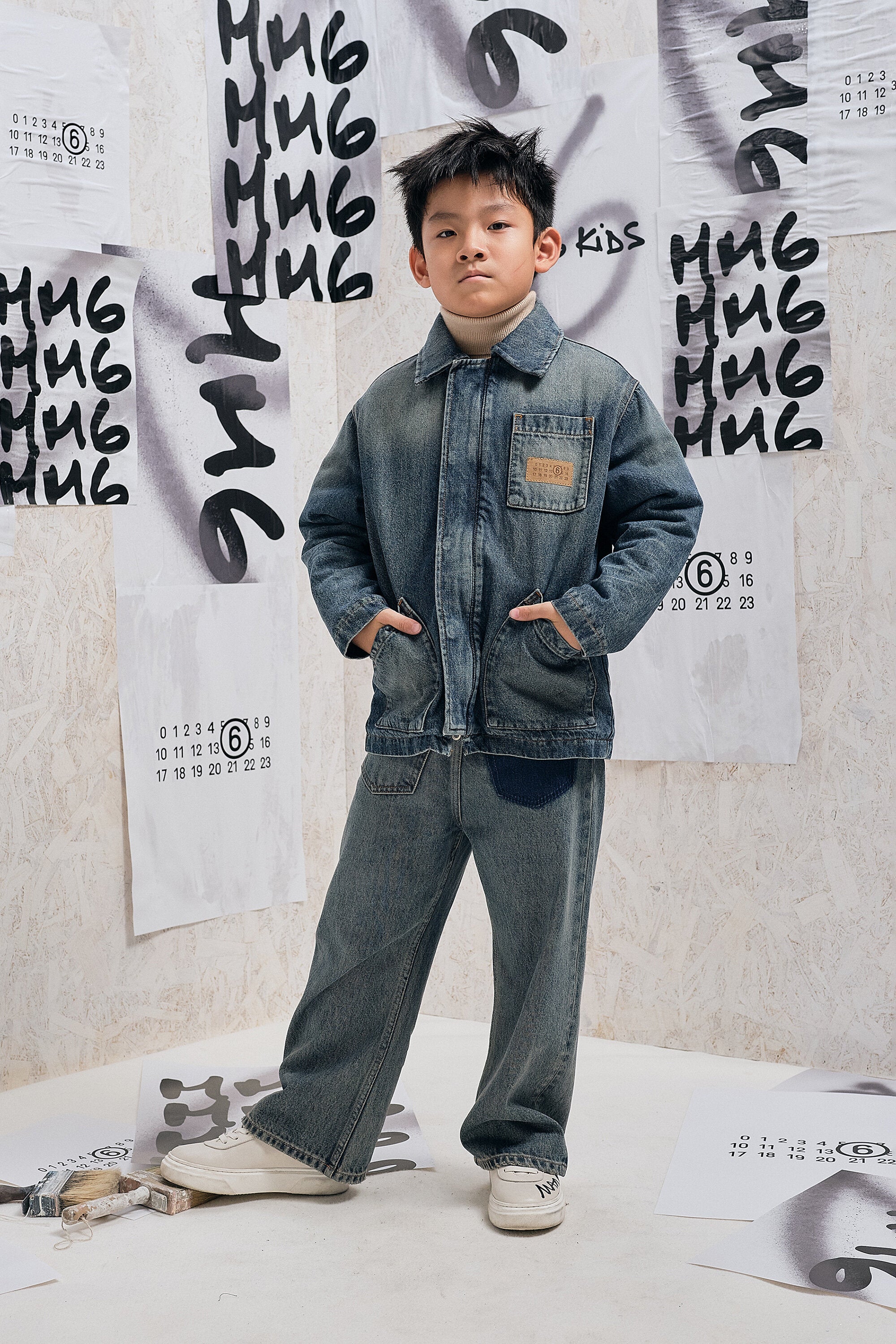 Denimjacke mit Logo