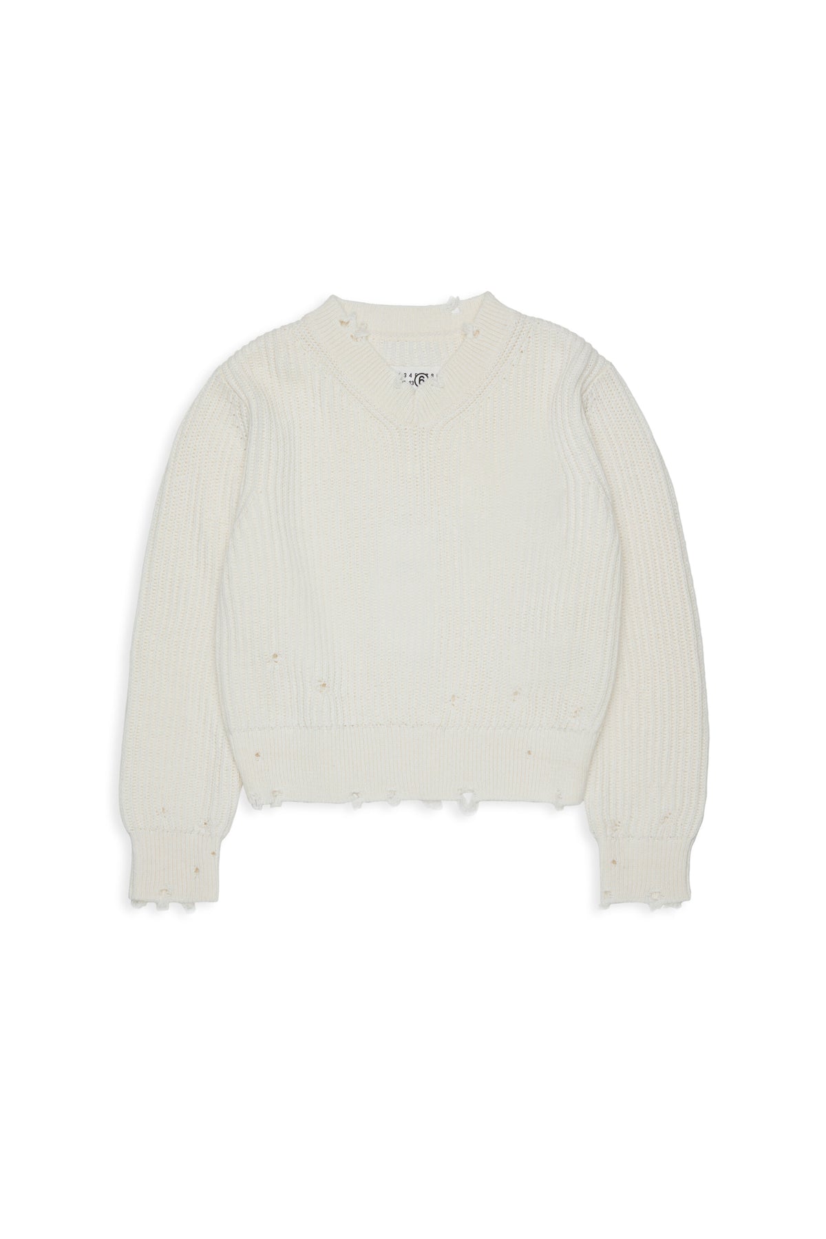 Pull col V avec détails usés