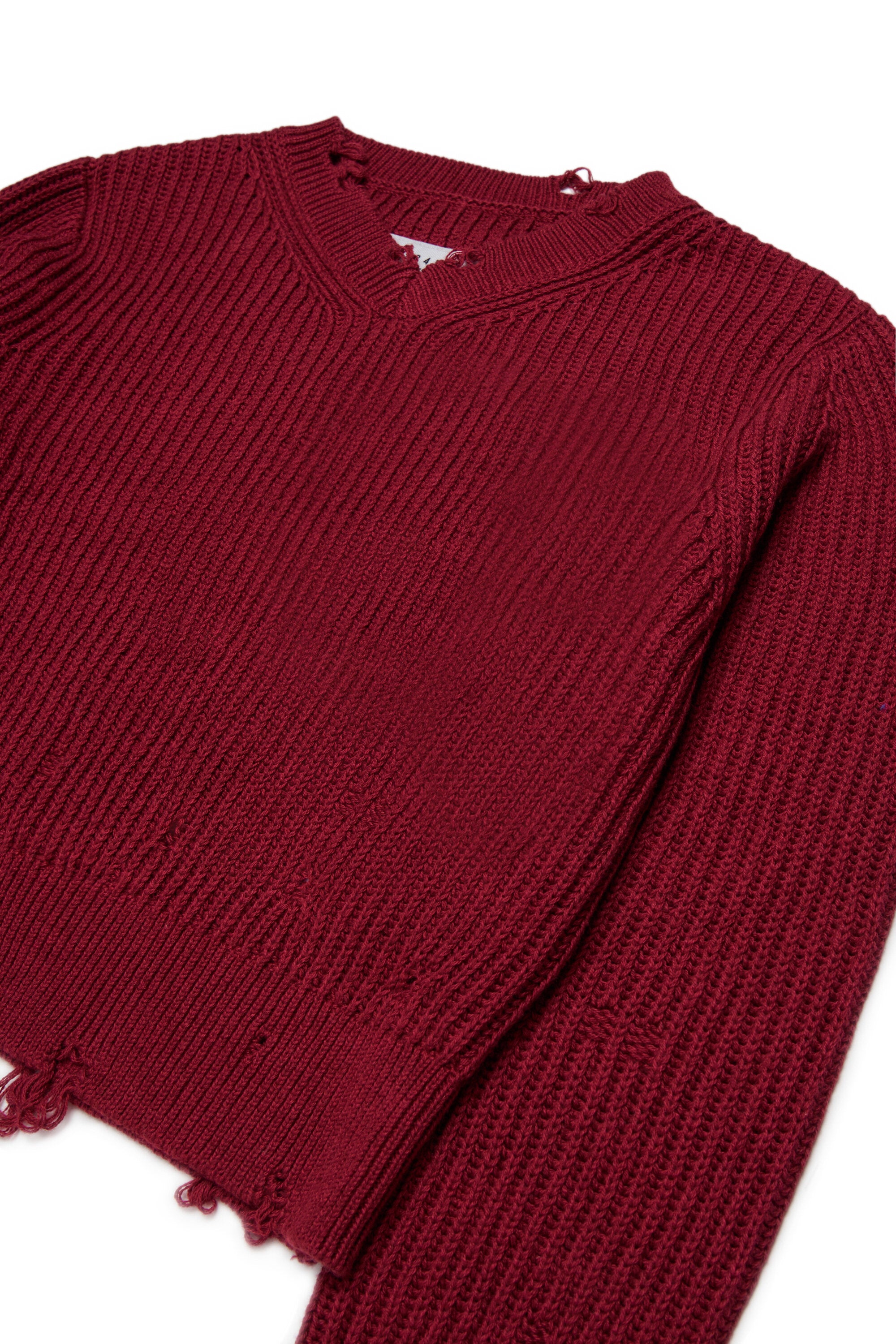 V-Ausschnitt Pullover mit Rissen