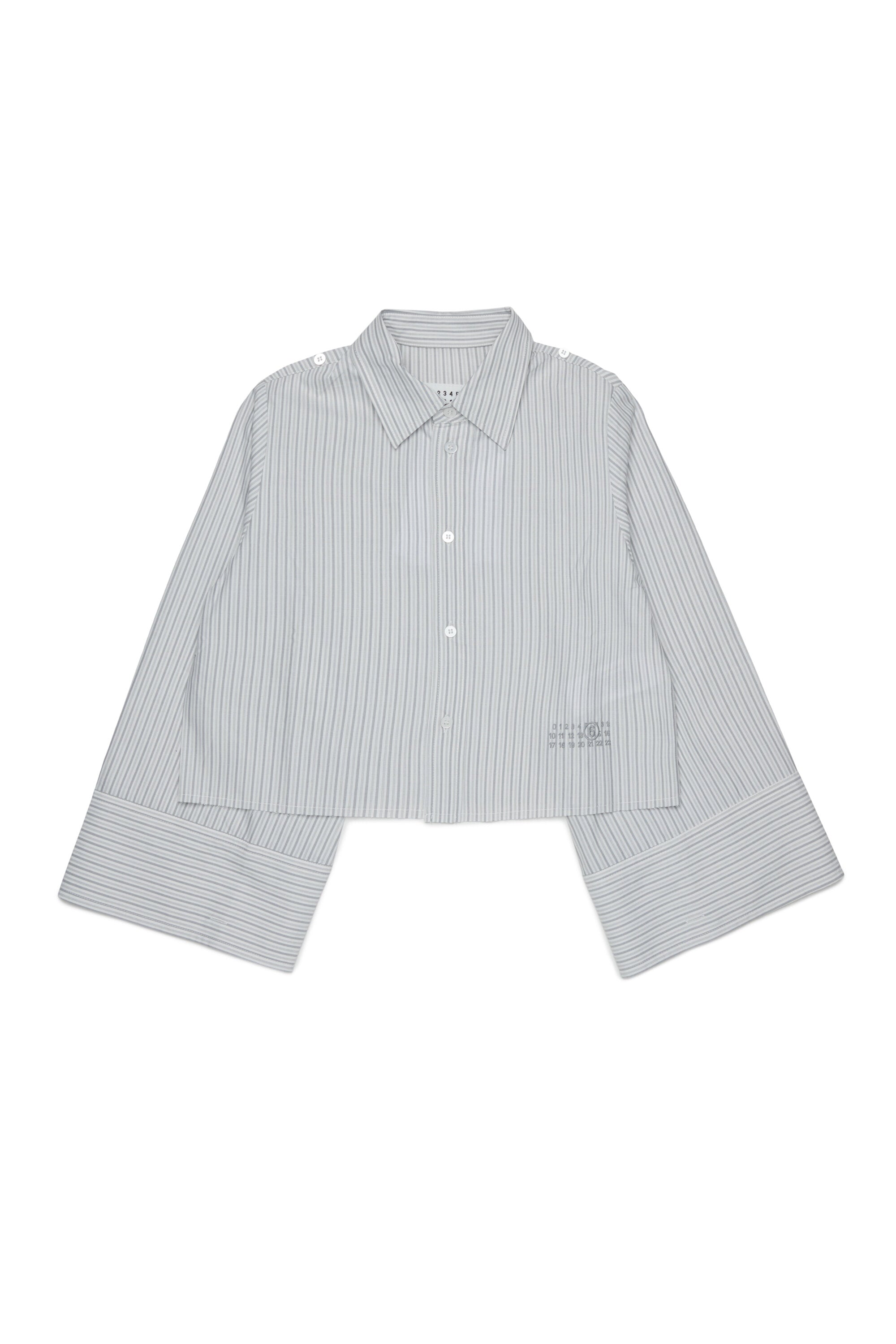 Camicia cropped a righe con logo