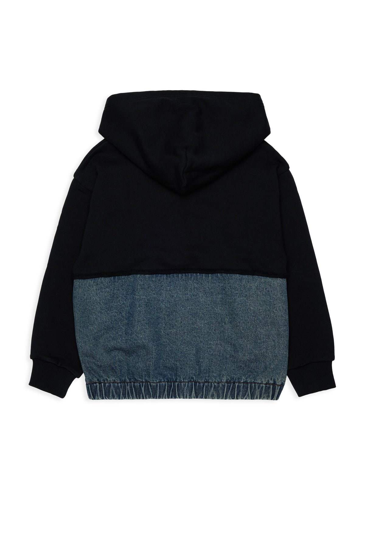 Kapuzensweatshirt aus Sweatstoff und Denim