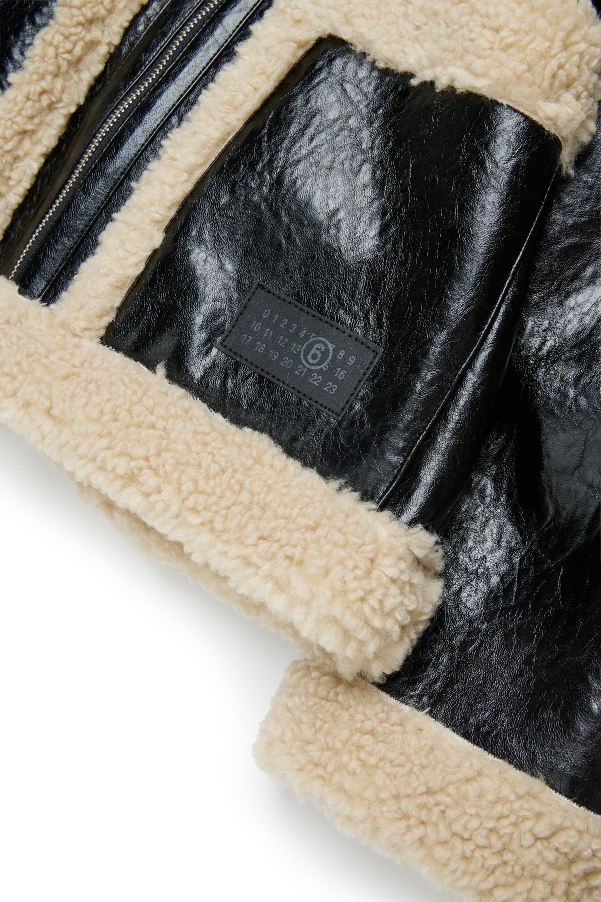 Giacca shearling con logo stampato