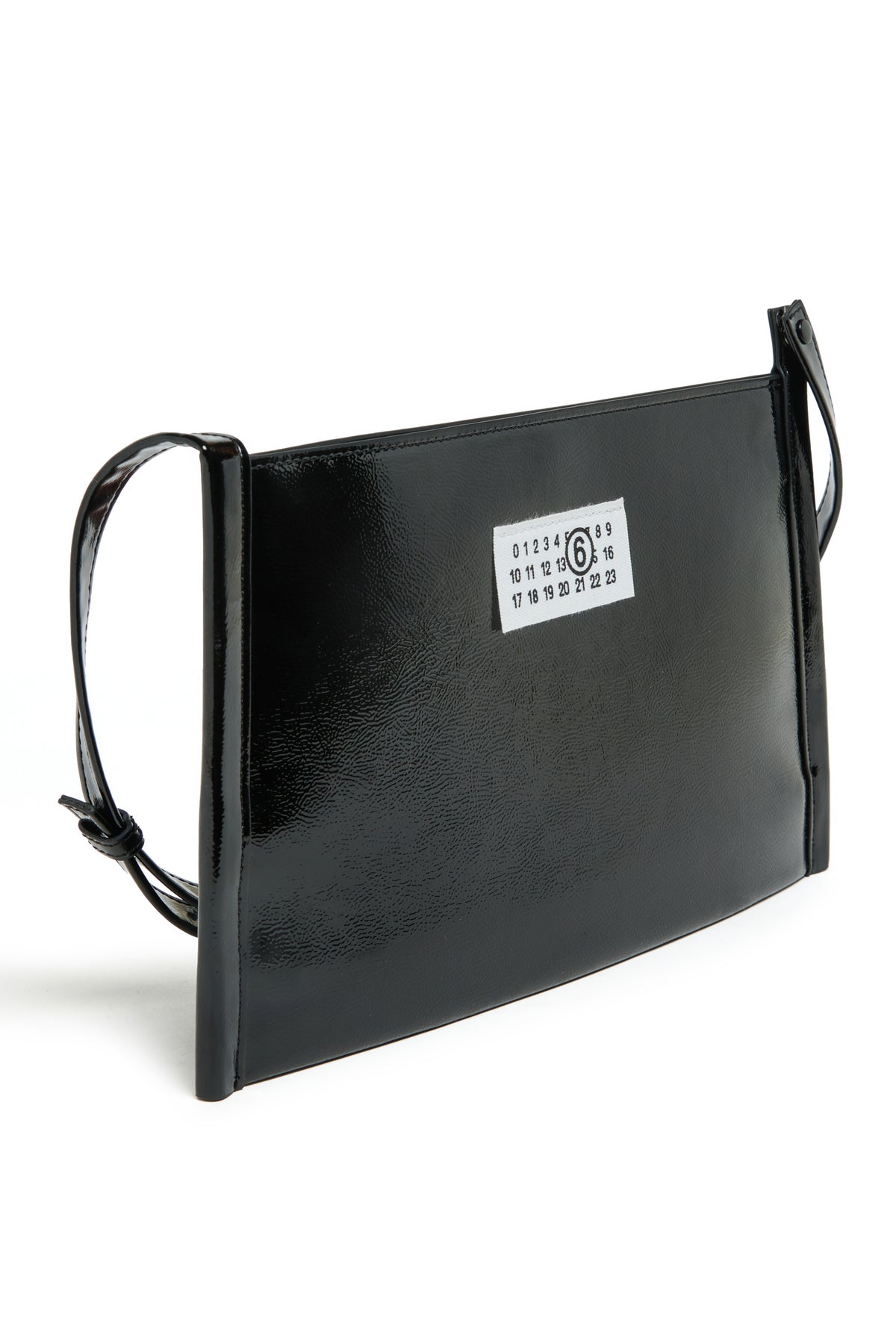 Borsa lucida a tracolla con logo