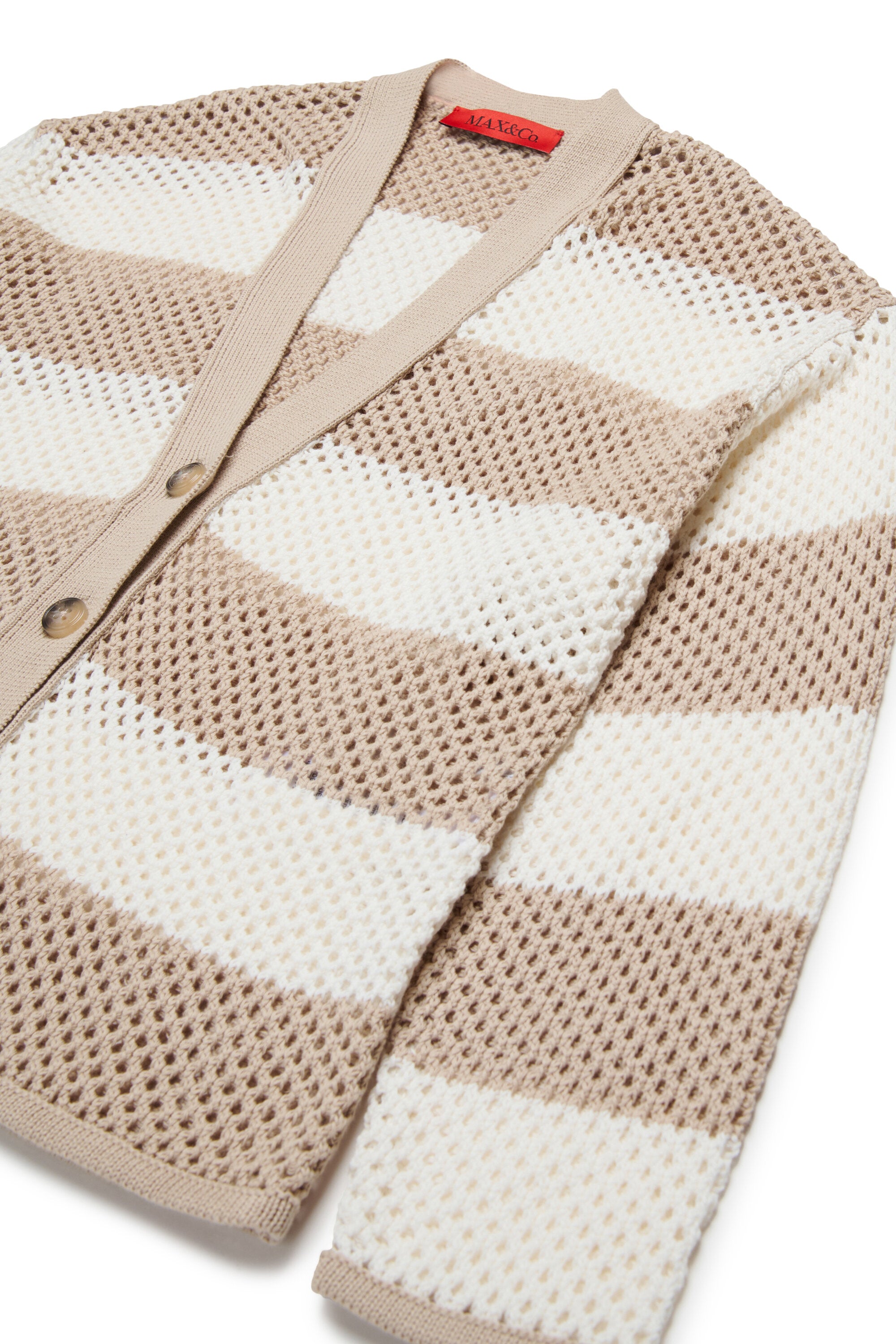Cardigan in maglia traforata a righe