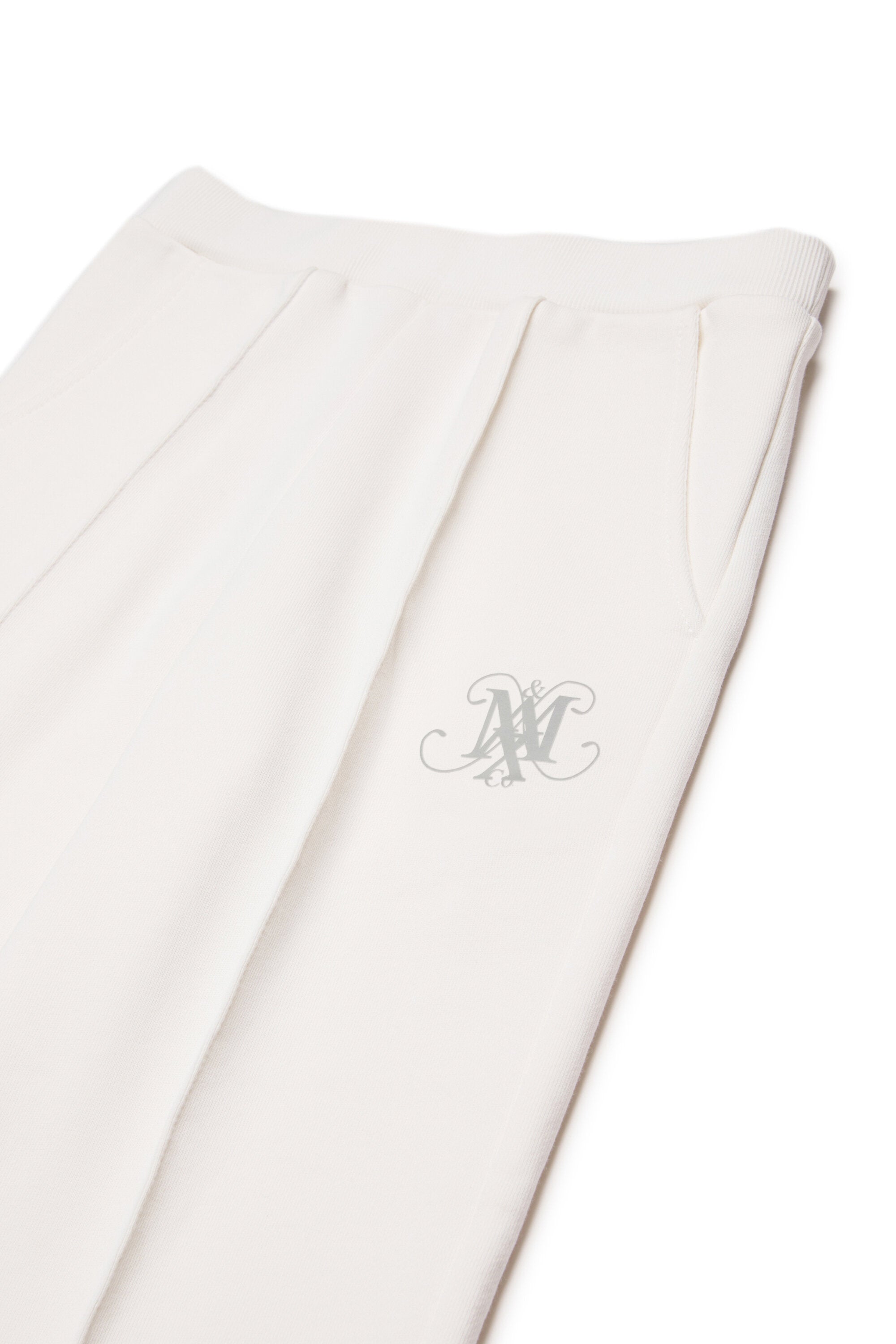 Pantalon droit en laine polaire avec côtes