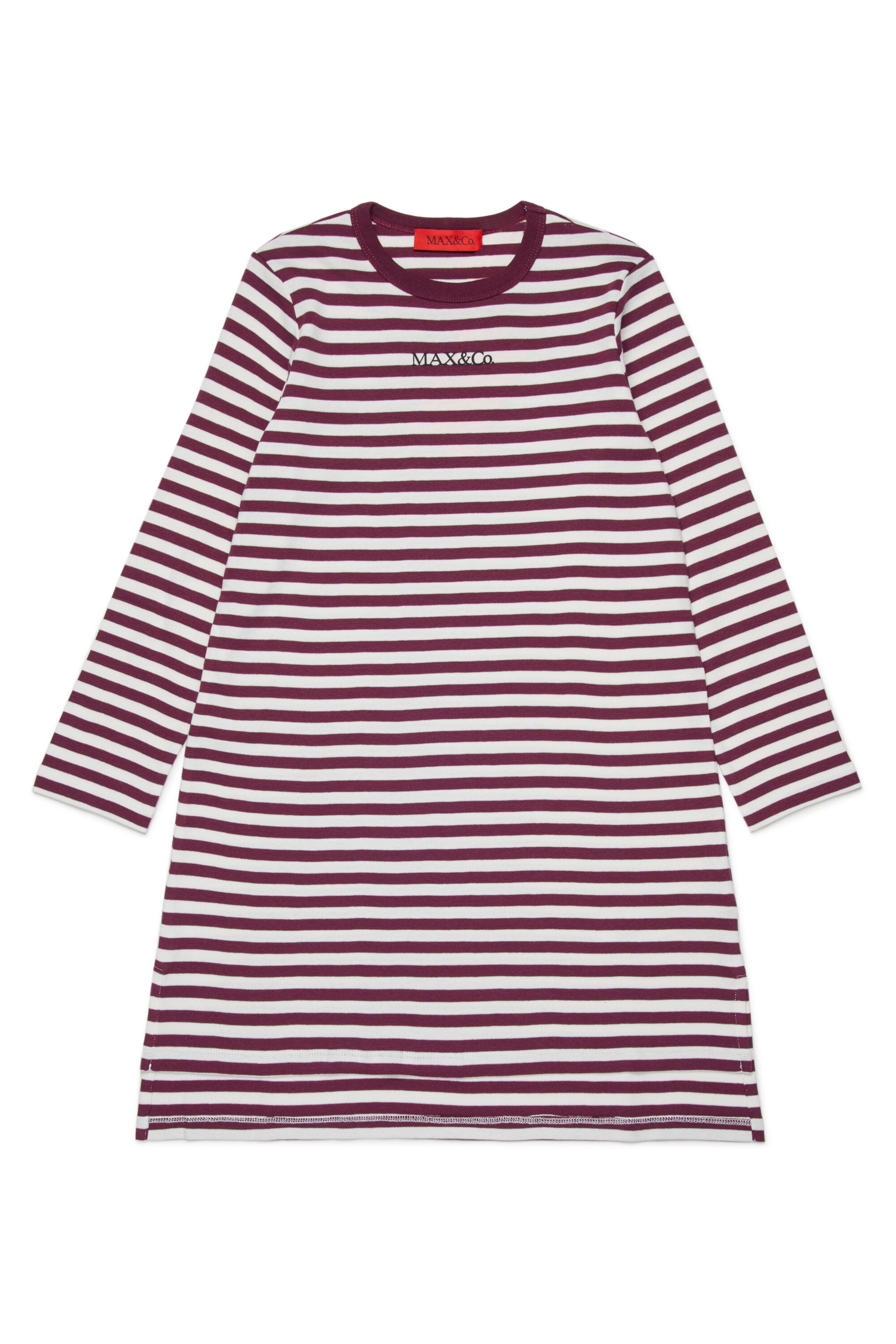 Robe fourreau rayée en micro-côtes