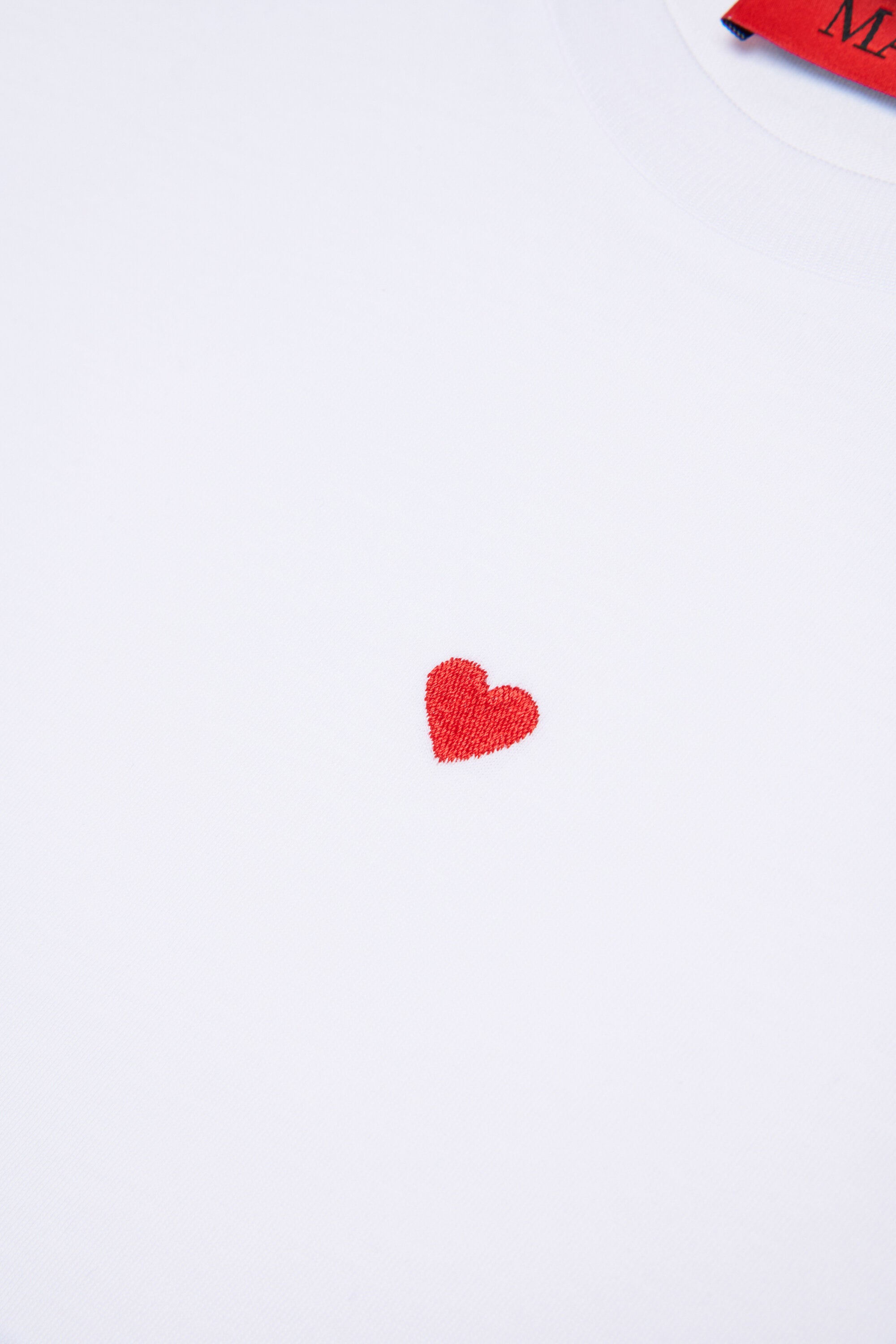 Cropped jersey T-shirt with heart embroidery