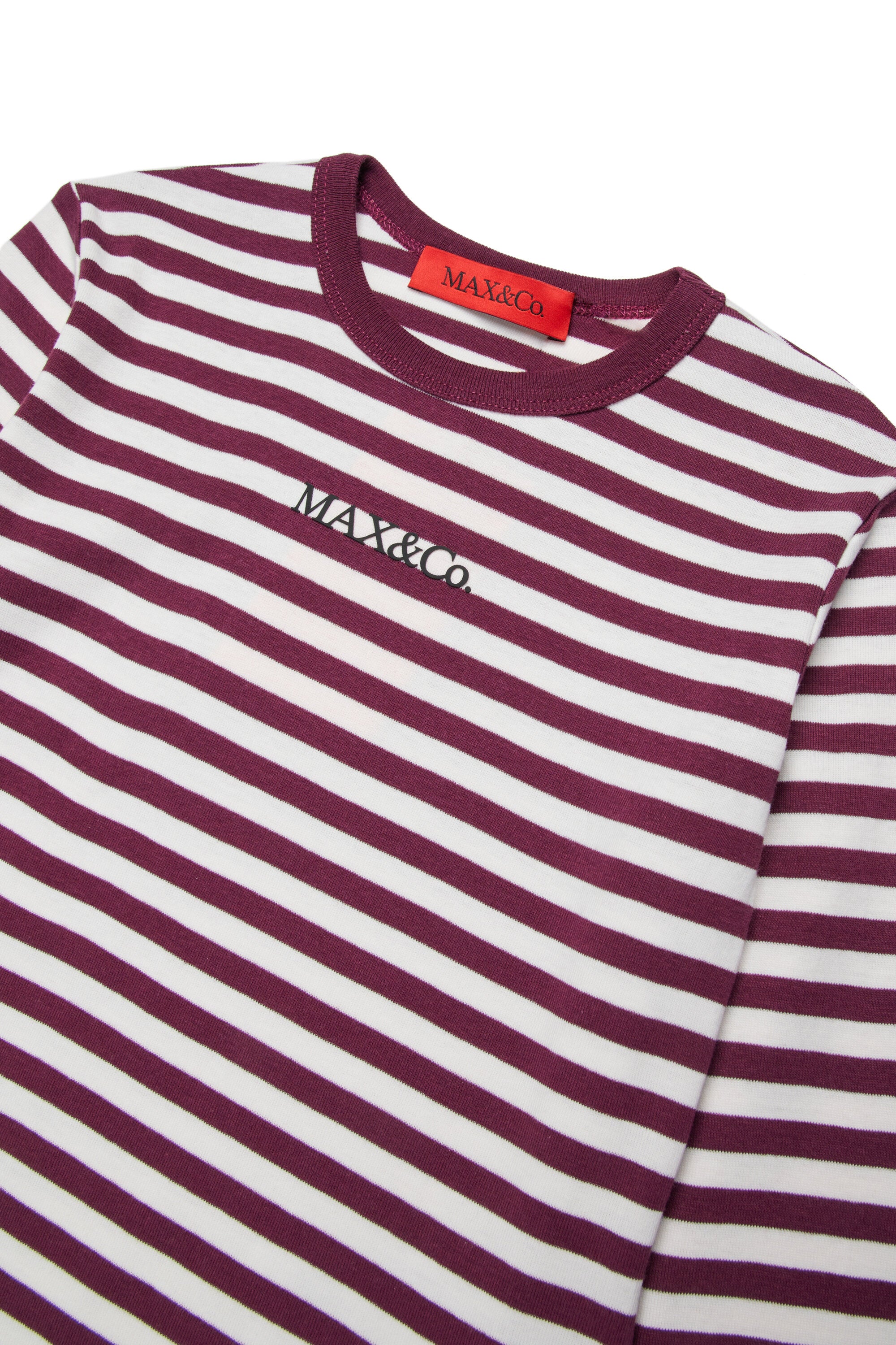 Long sleeve T-shirt in striped micro ribs