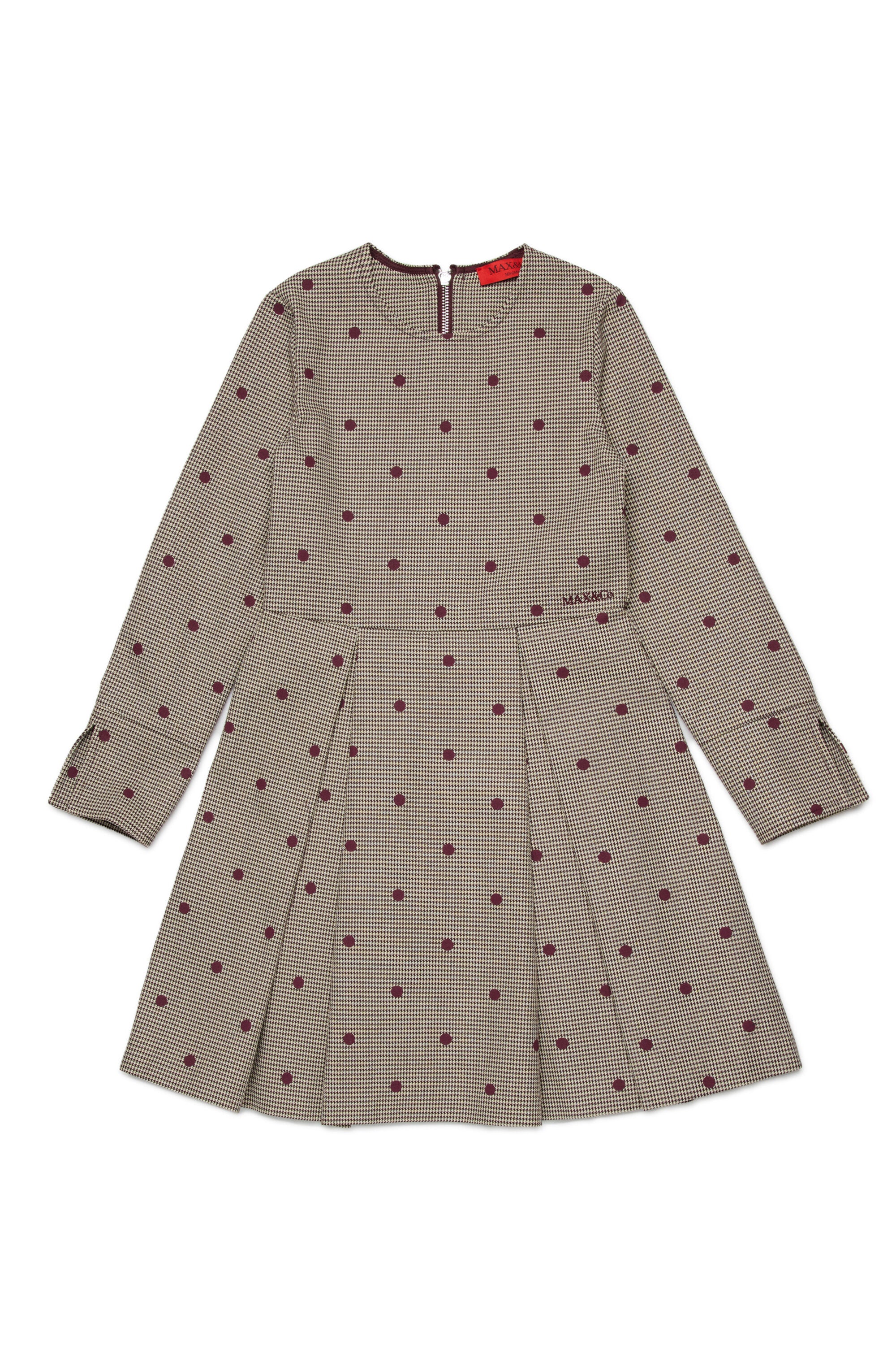 Kurzes Kleid mit Hahnentrittmuster und Polka Dot