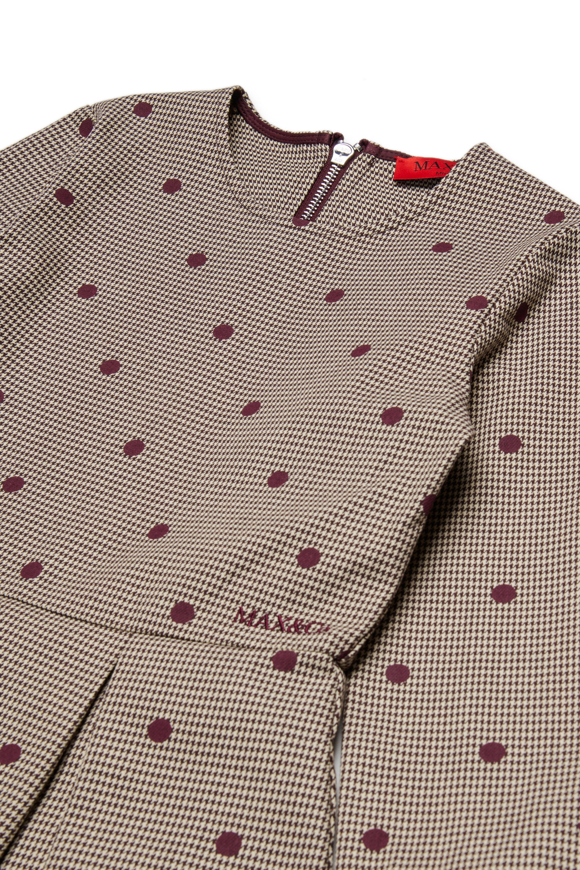 Kurzes Kleid mit Hahnentrittmuster und Polka Dot