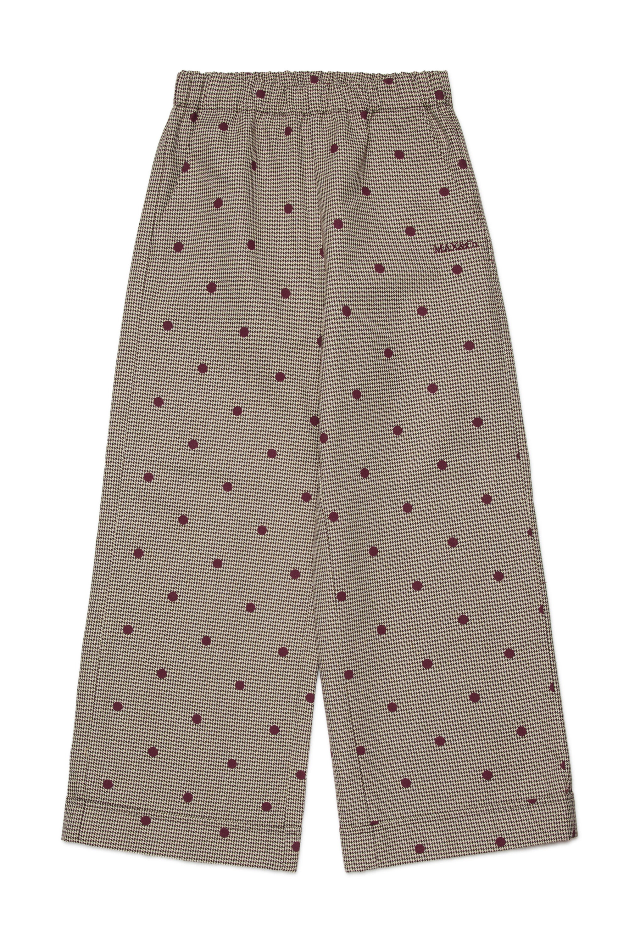 Pantaloni straight in pied-de-poule a pois