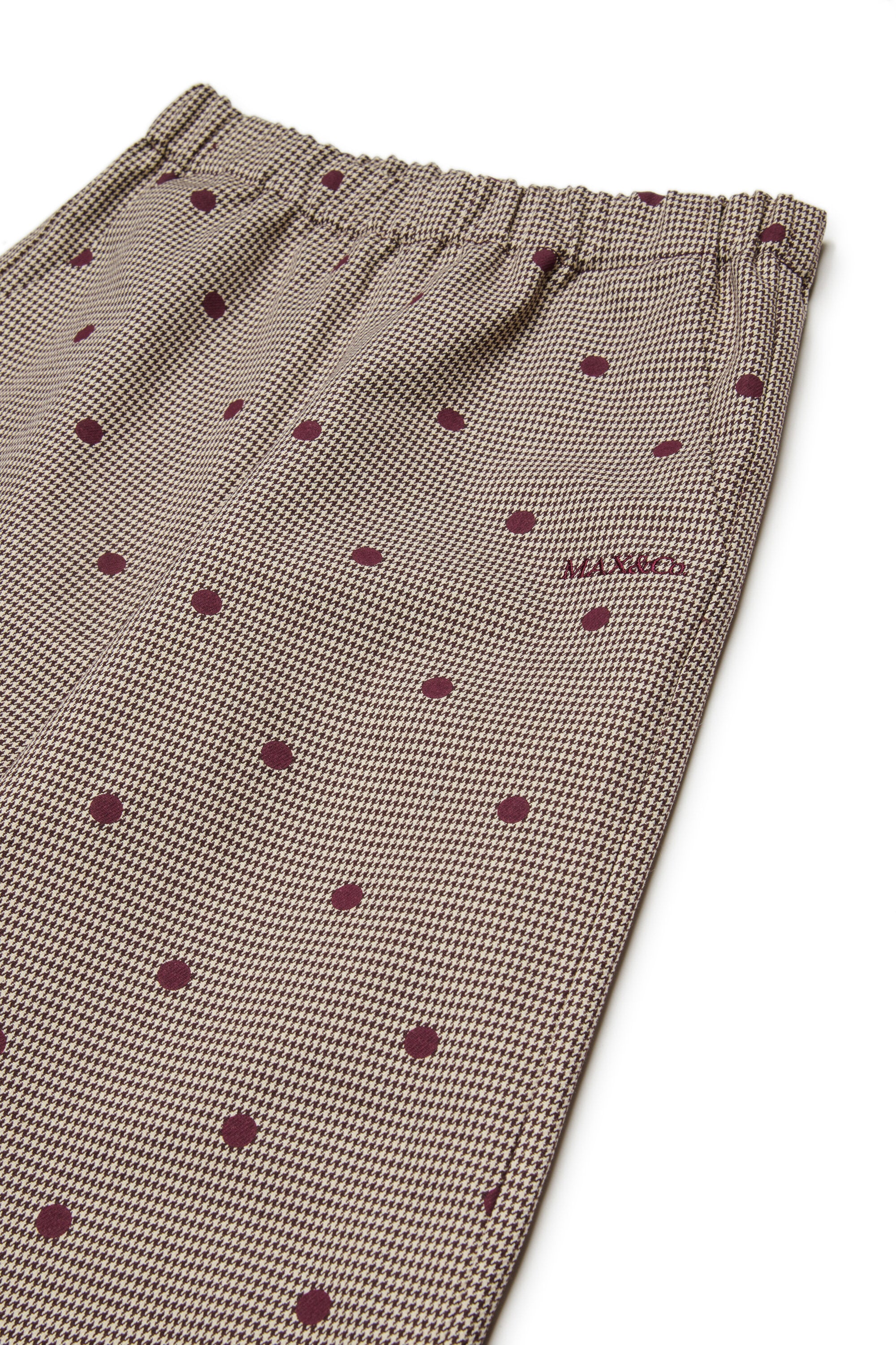 Pantaloni straight in pied-de-poule a pois