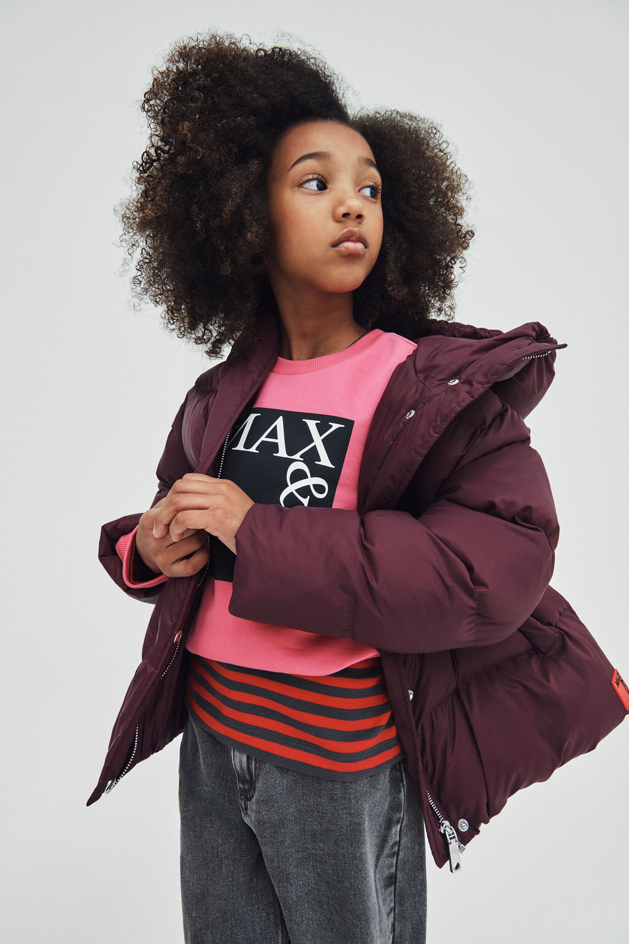 Short padded jacket with hood