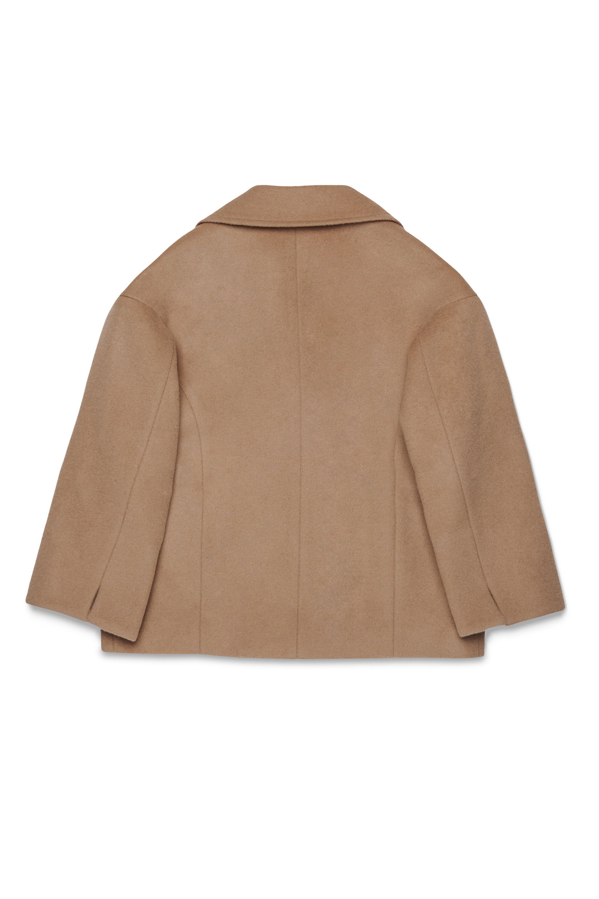 Shaved wool double-breasted caban coat