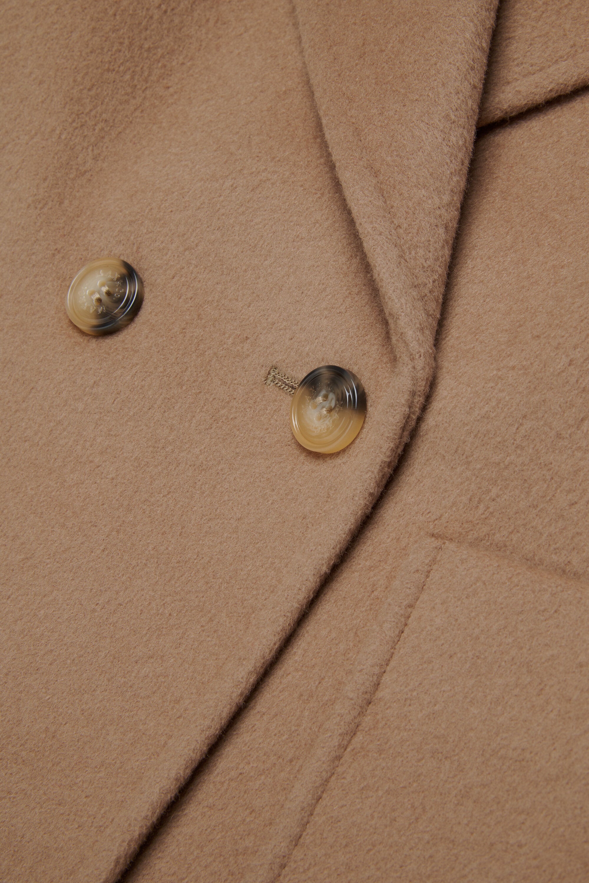 Shaved wool double-breasted caban coat