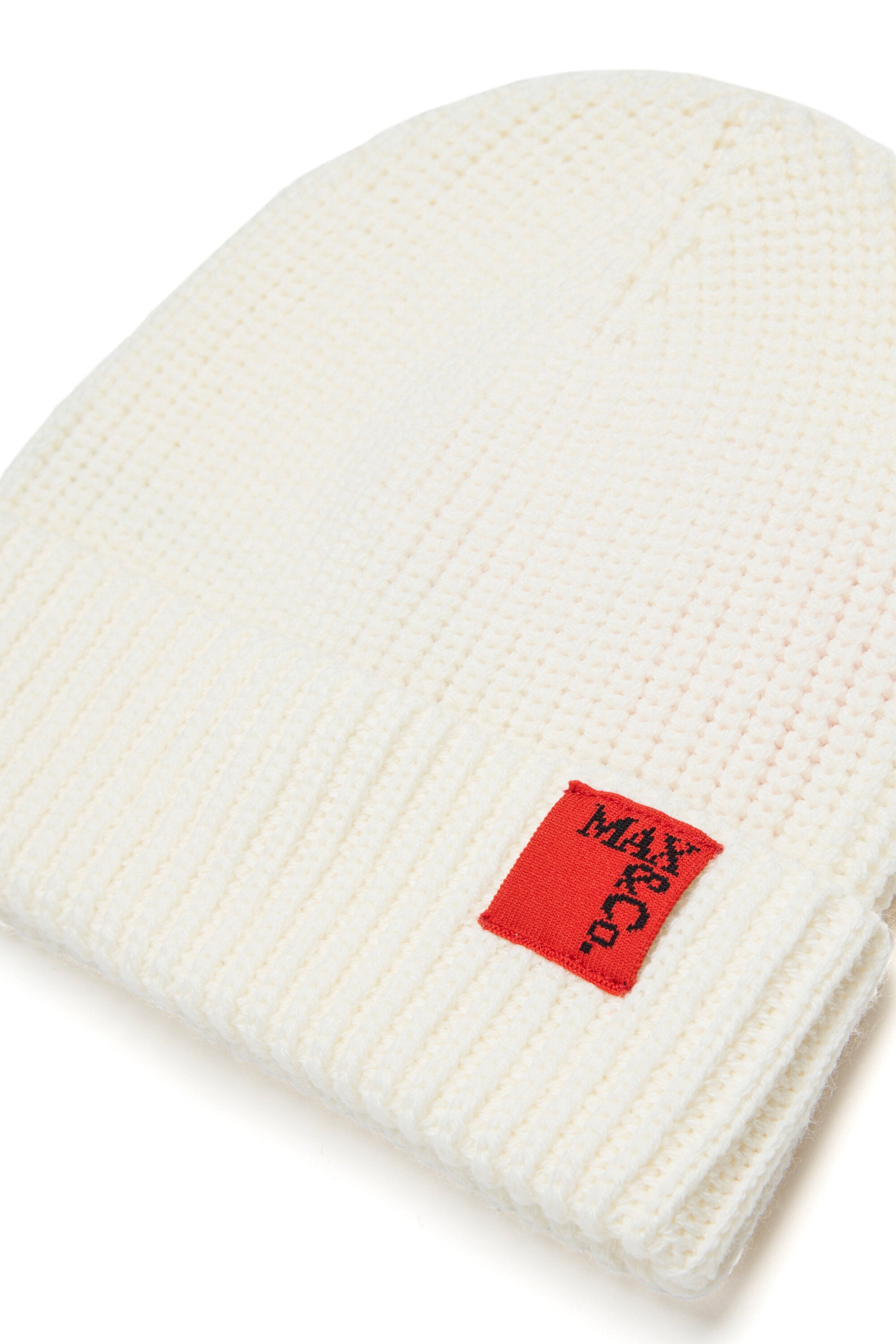Berretto beanie in misto lana con patch