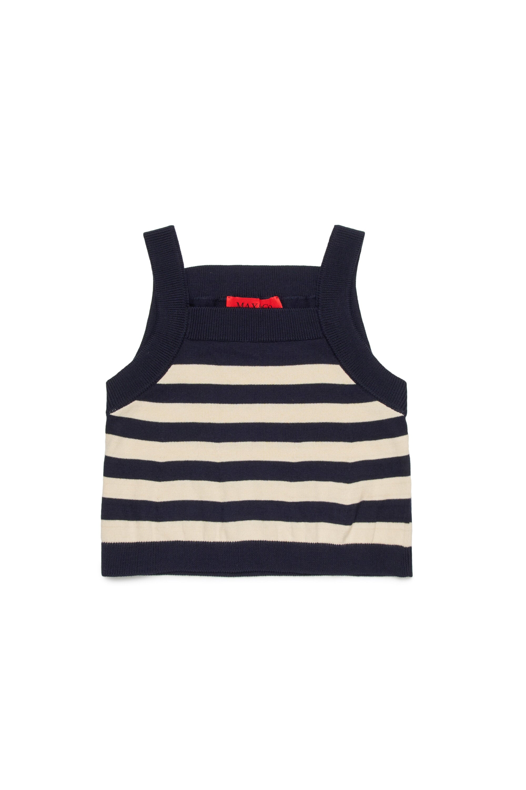 Top a righe in maglia con logo