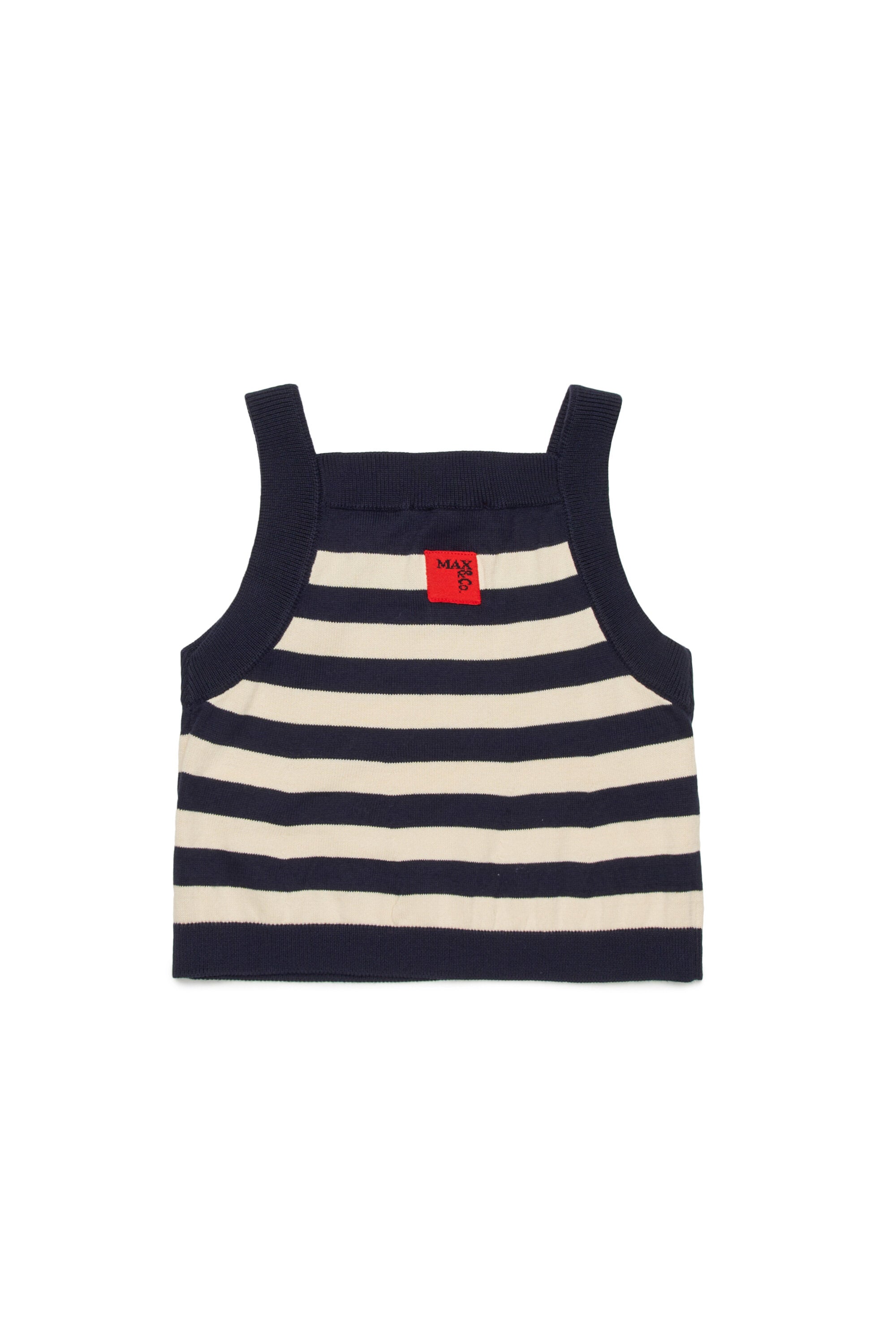 Top a righe in maglia con logo
