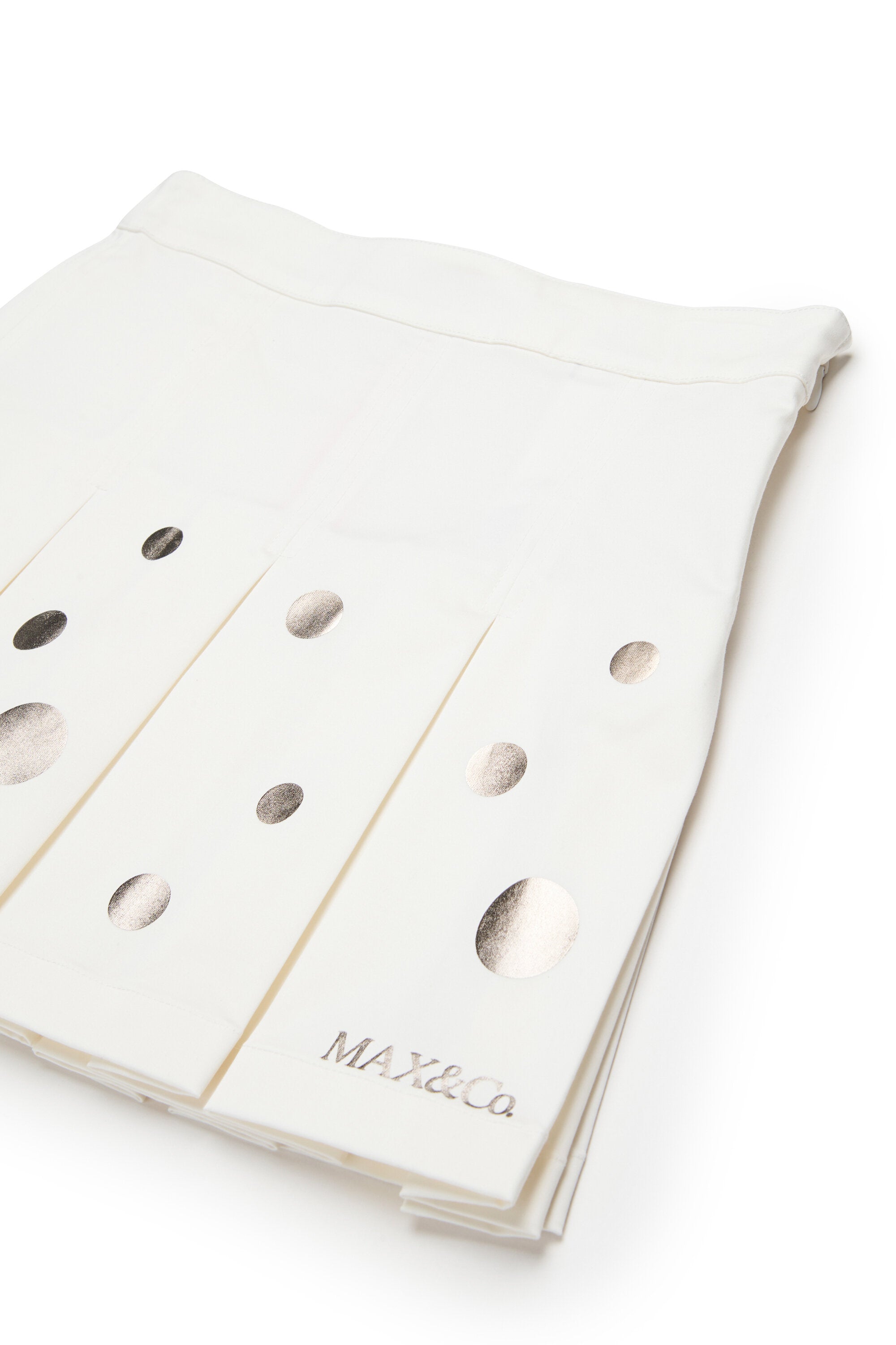 Gonna plissé con pois metallici