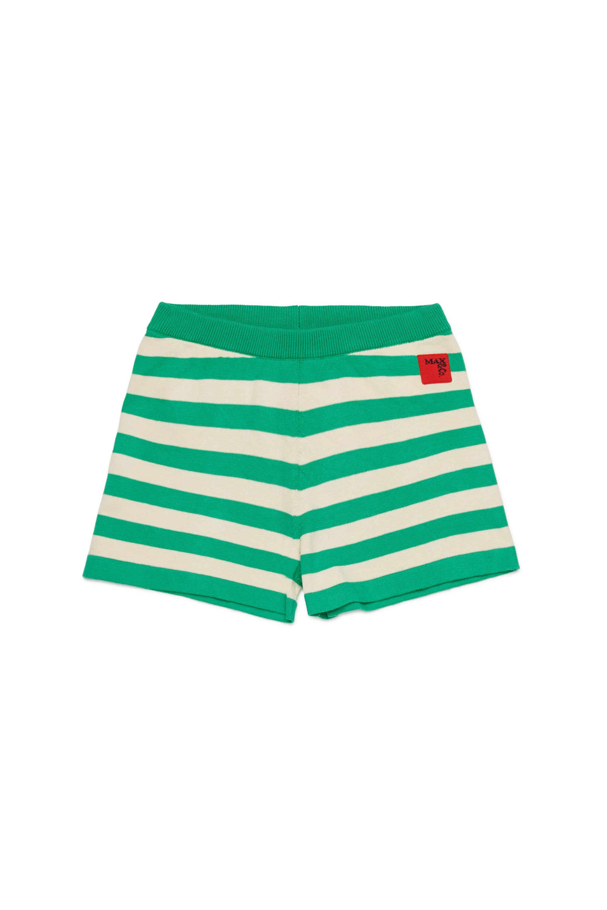 Gestreifte Strickshorts mit Logo