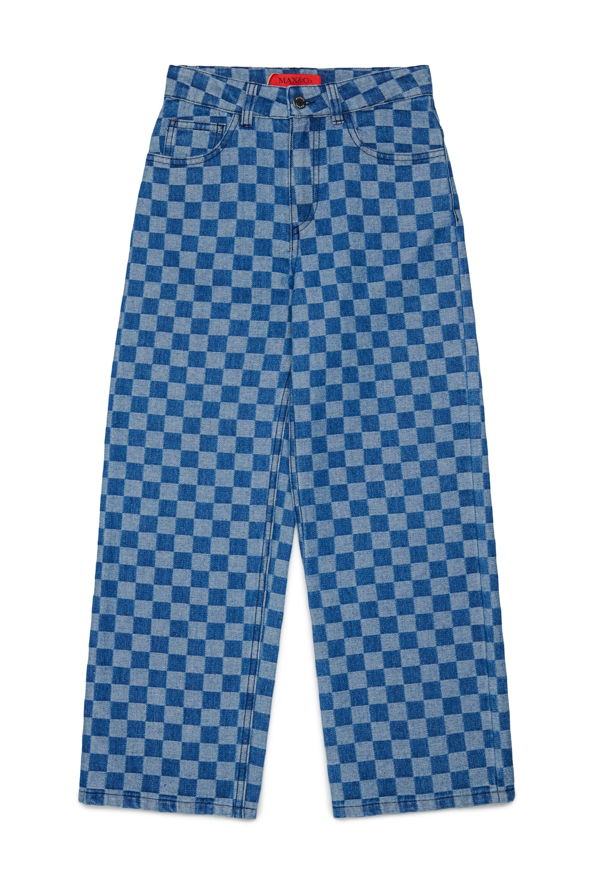 Jean regular à motif à carreaux