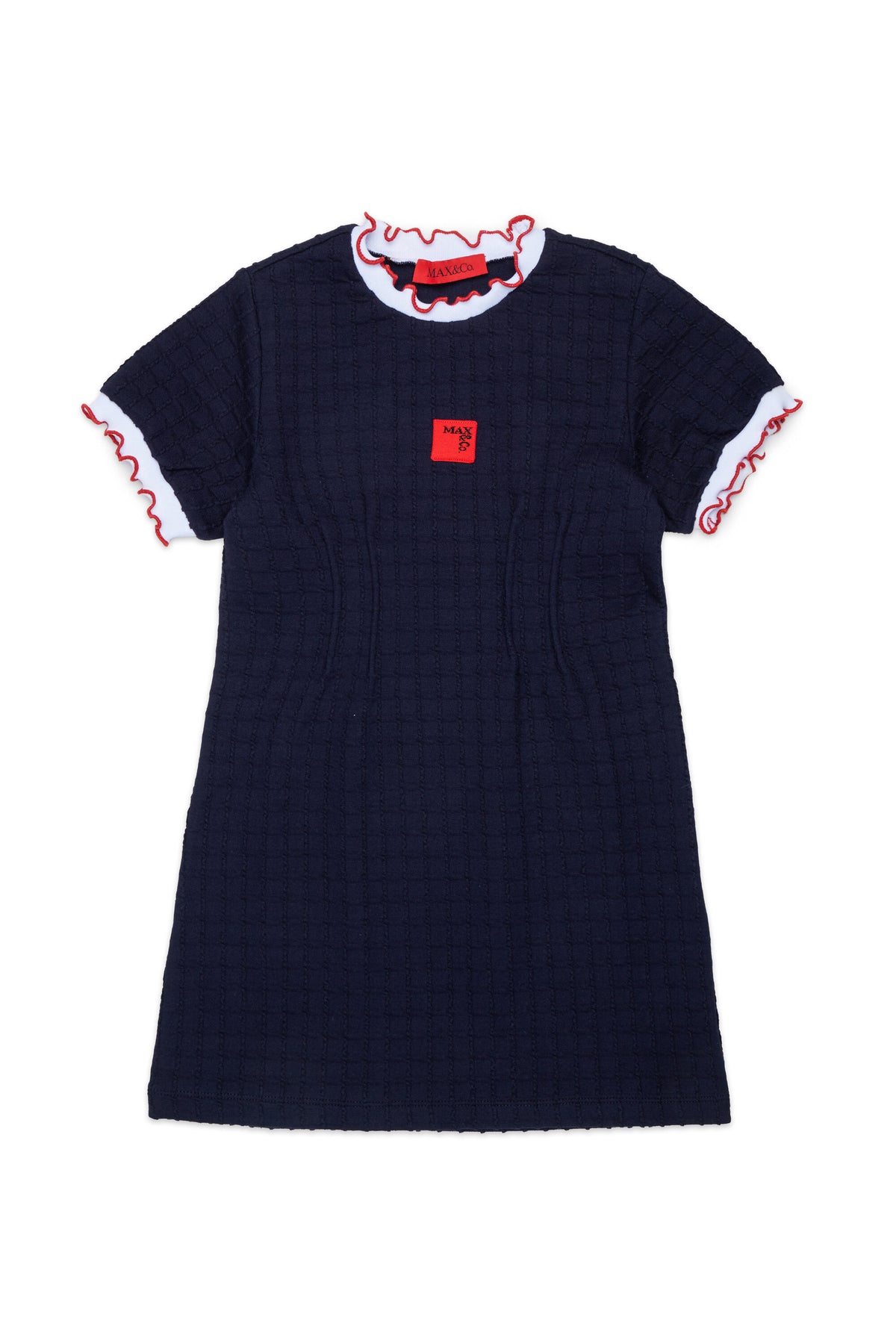 Jacquard-Kleid mit Logo und Rüschen