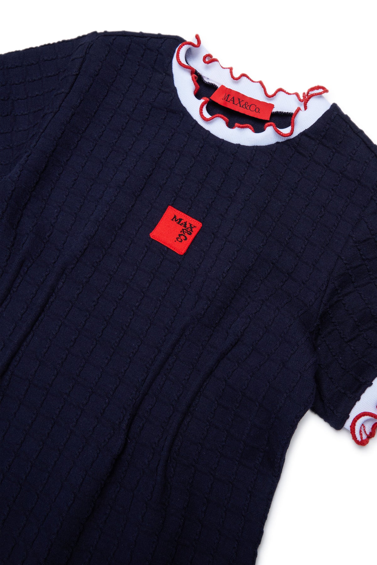 Jacquard-Kleid mit Logo und Rüschen