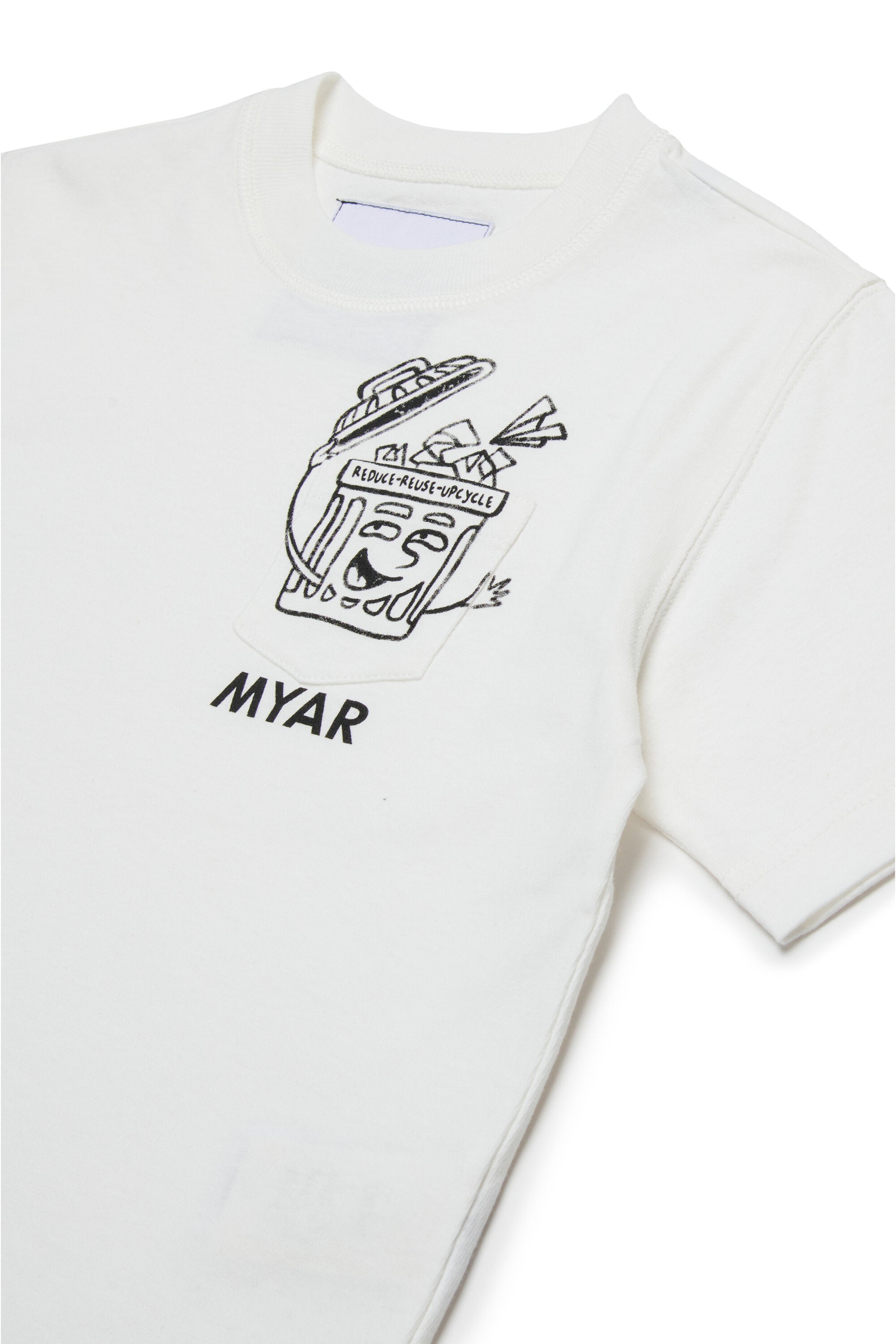 Camiseta de algodón Deadstock con bolsillo y gráficos Reuse