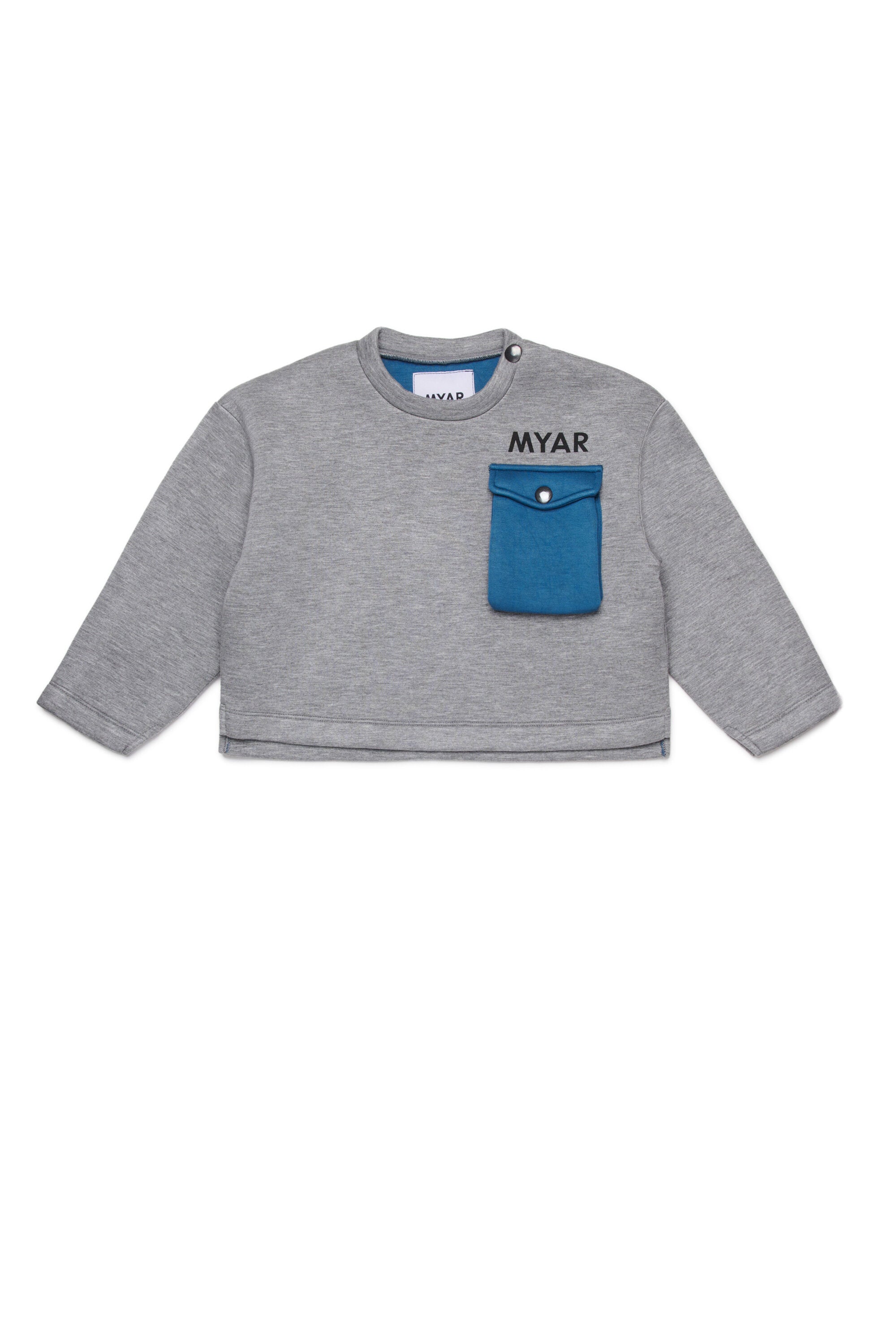 Double-layer crewneck sweatshirt with pocket