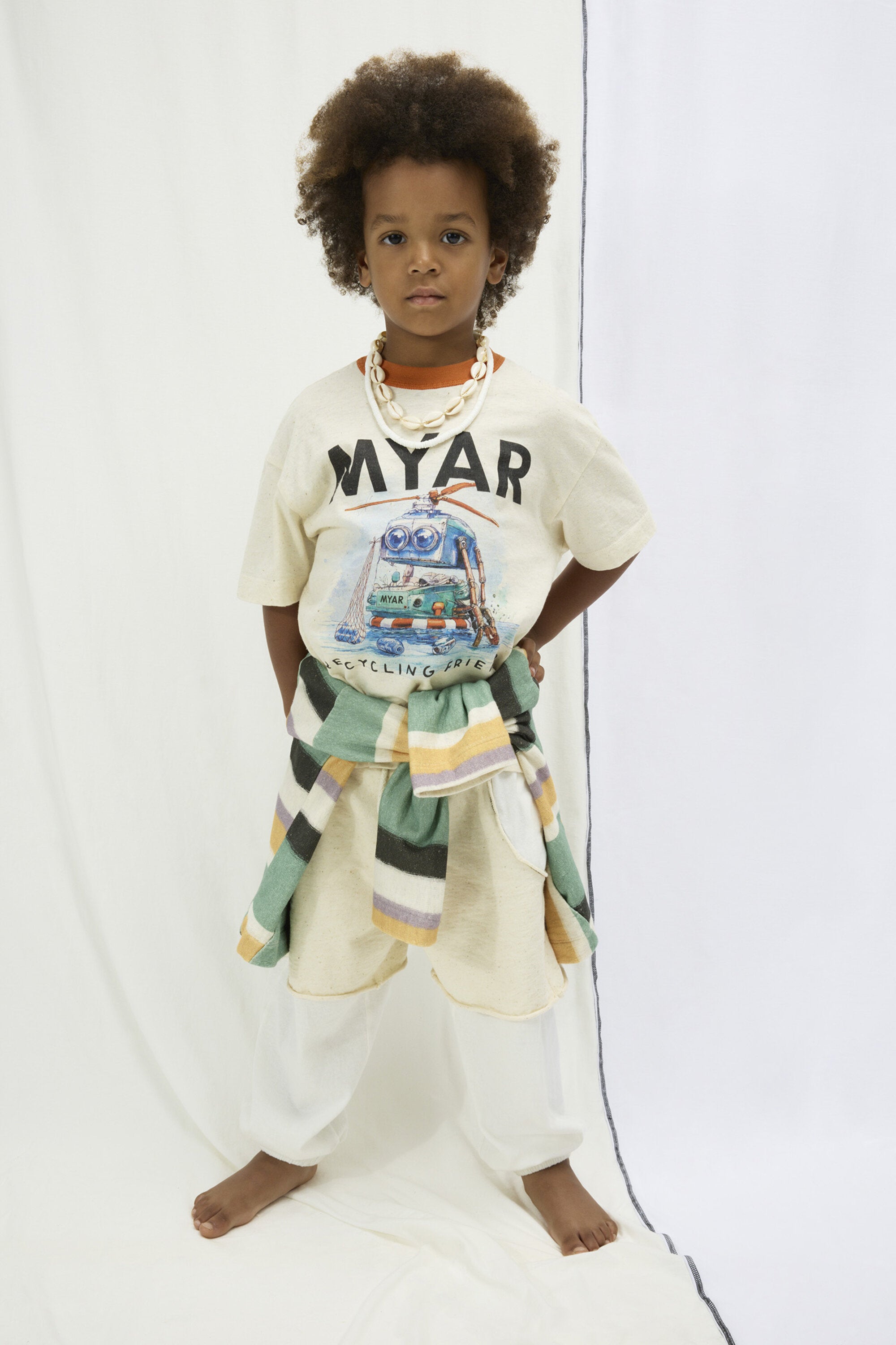 T-shirt avec imprimé robot col rond