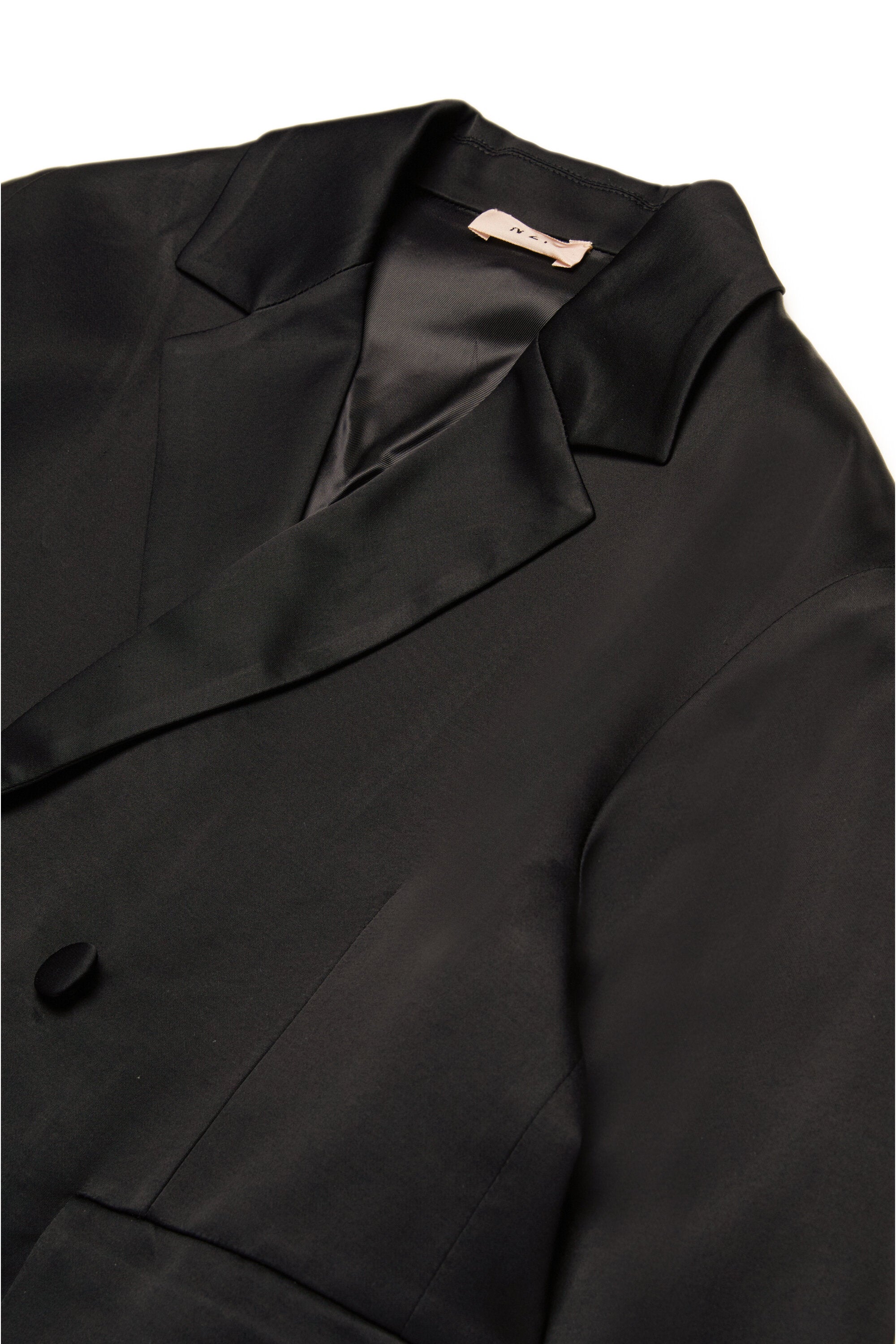 Veste blazer en satin à double boutonnage